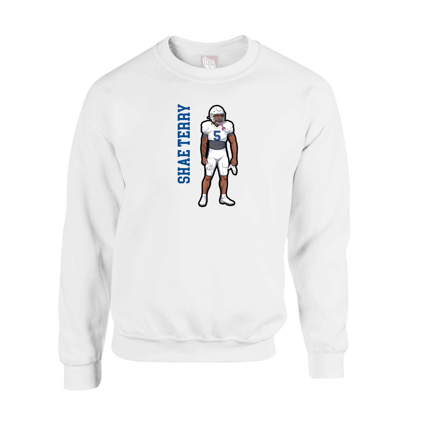 Fleece Crew — Name Vertical in White