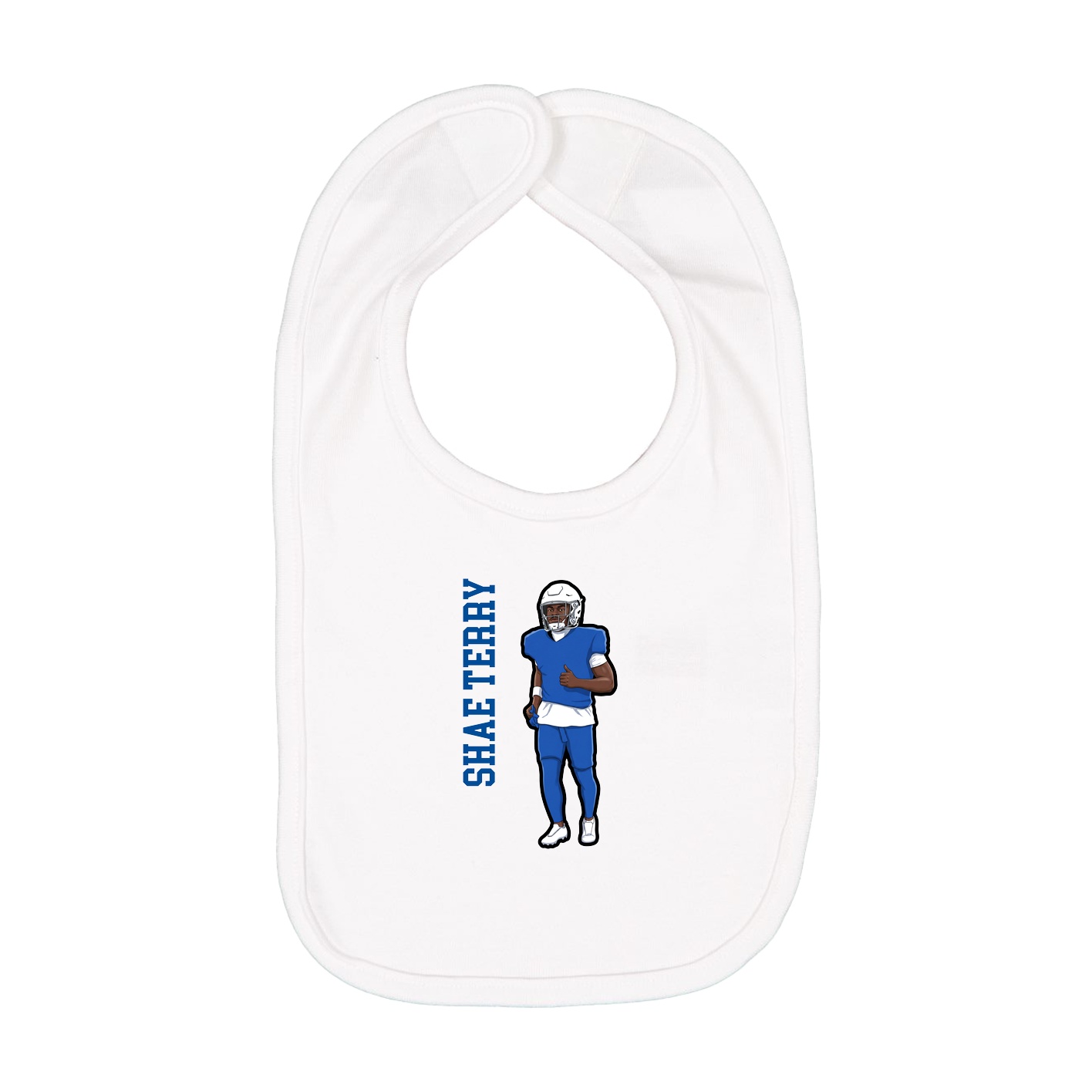 Infant Bib — Name Vertical in White