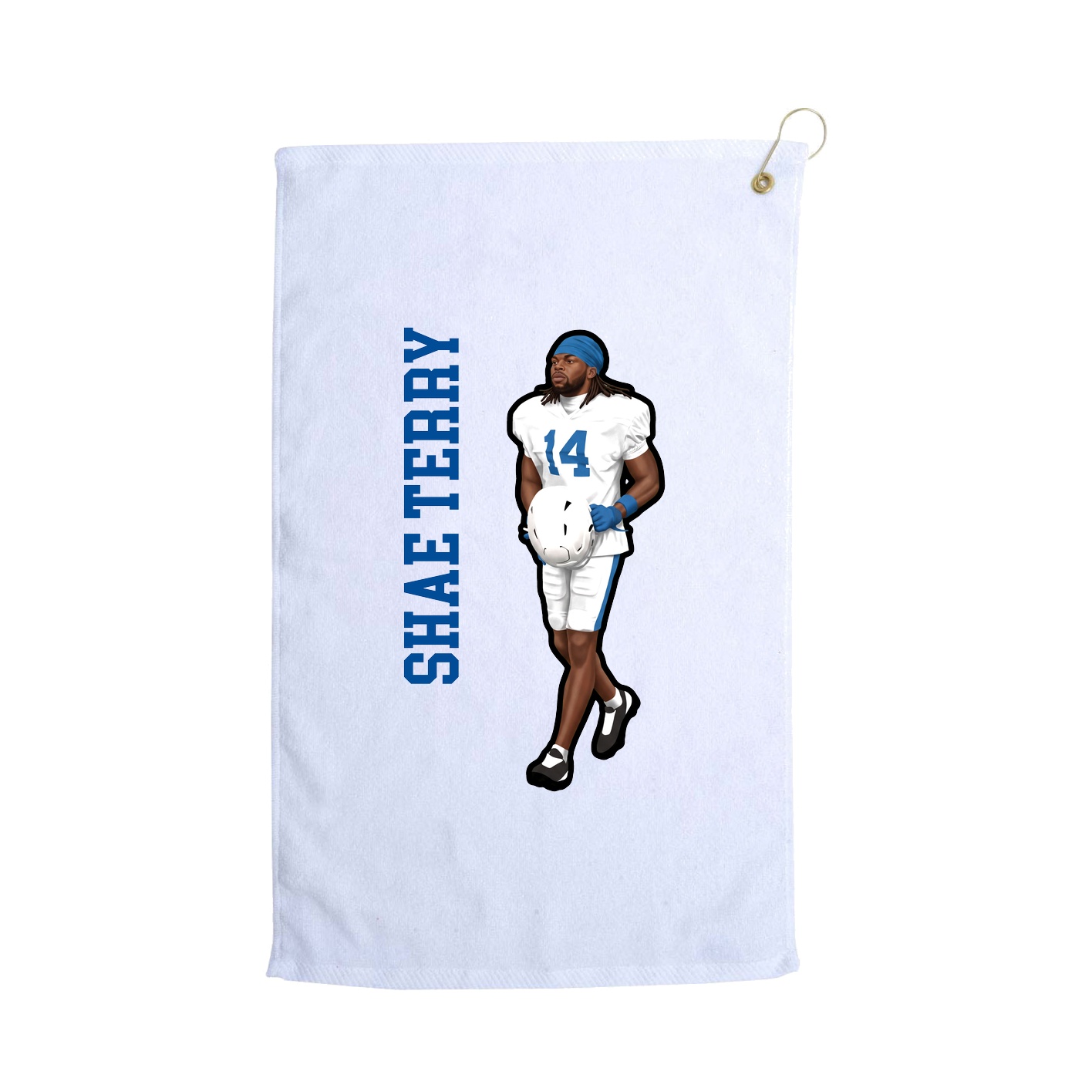 Golf Towel — Name Vertical in White
