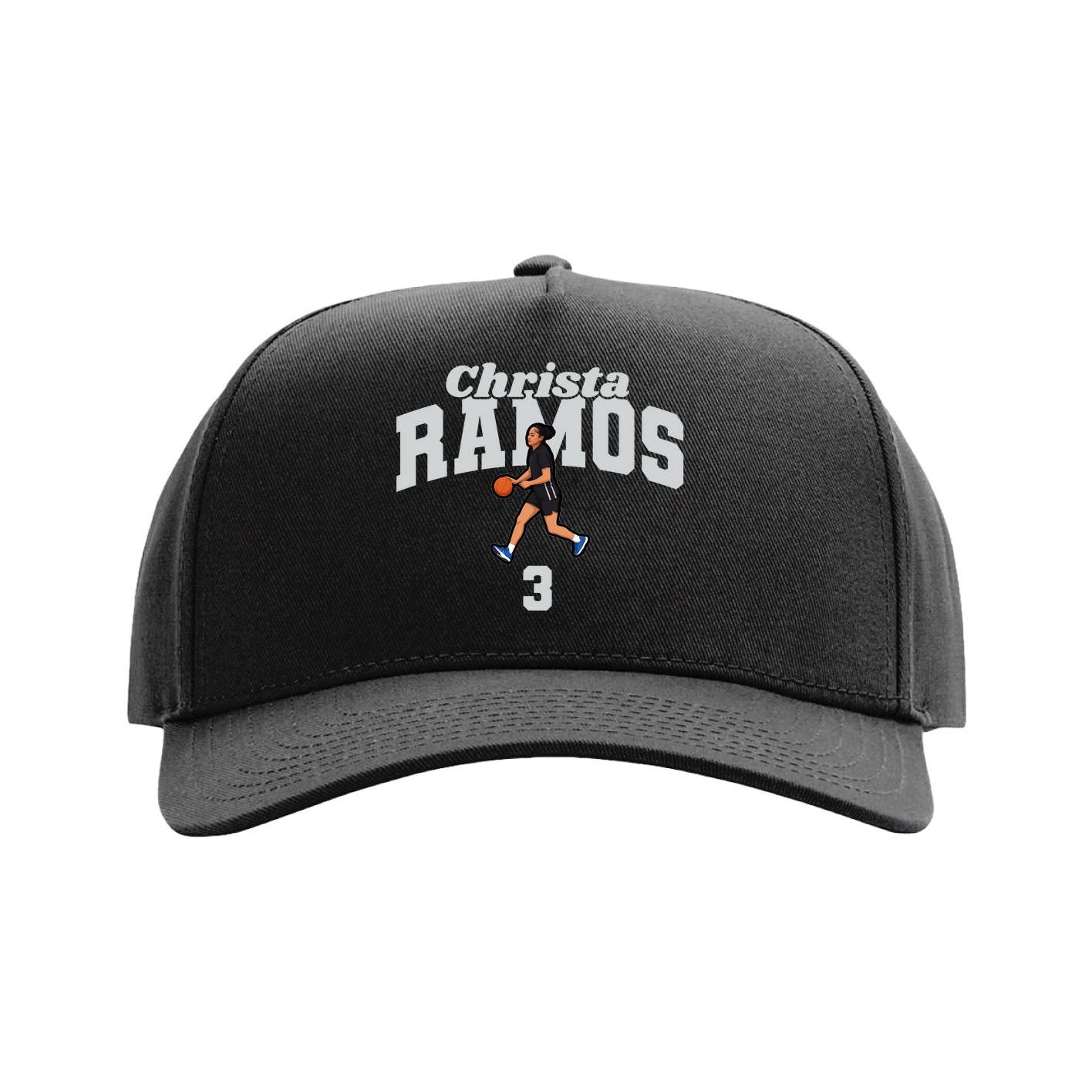 Full Fabric Five-Panel Champ Cap — Signature Arch in Black