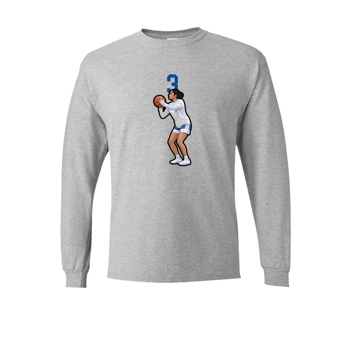 Long Sleeve Tee — Number Top in Grey