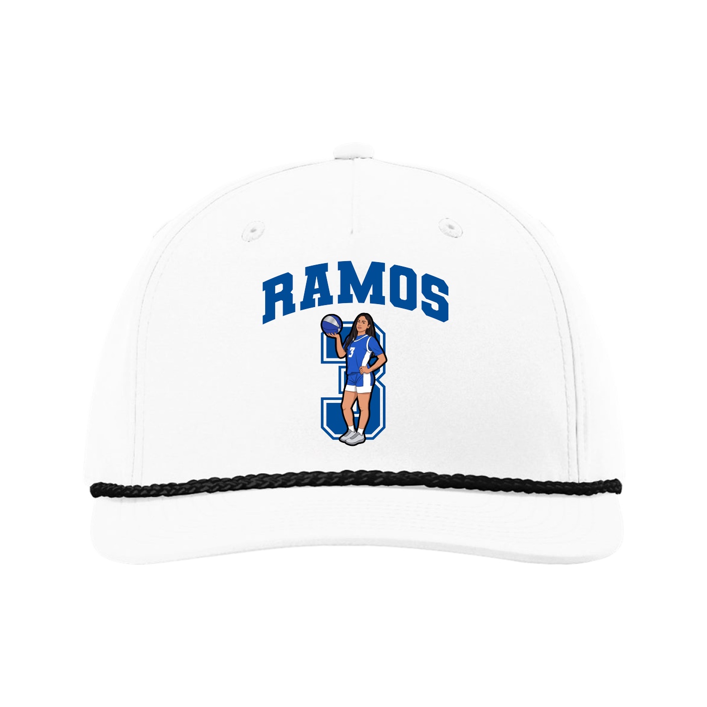 Five-Panel Classic Rope Cap — Number in White