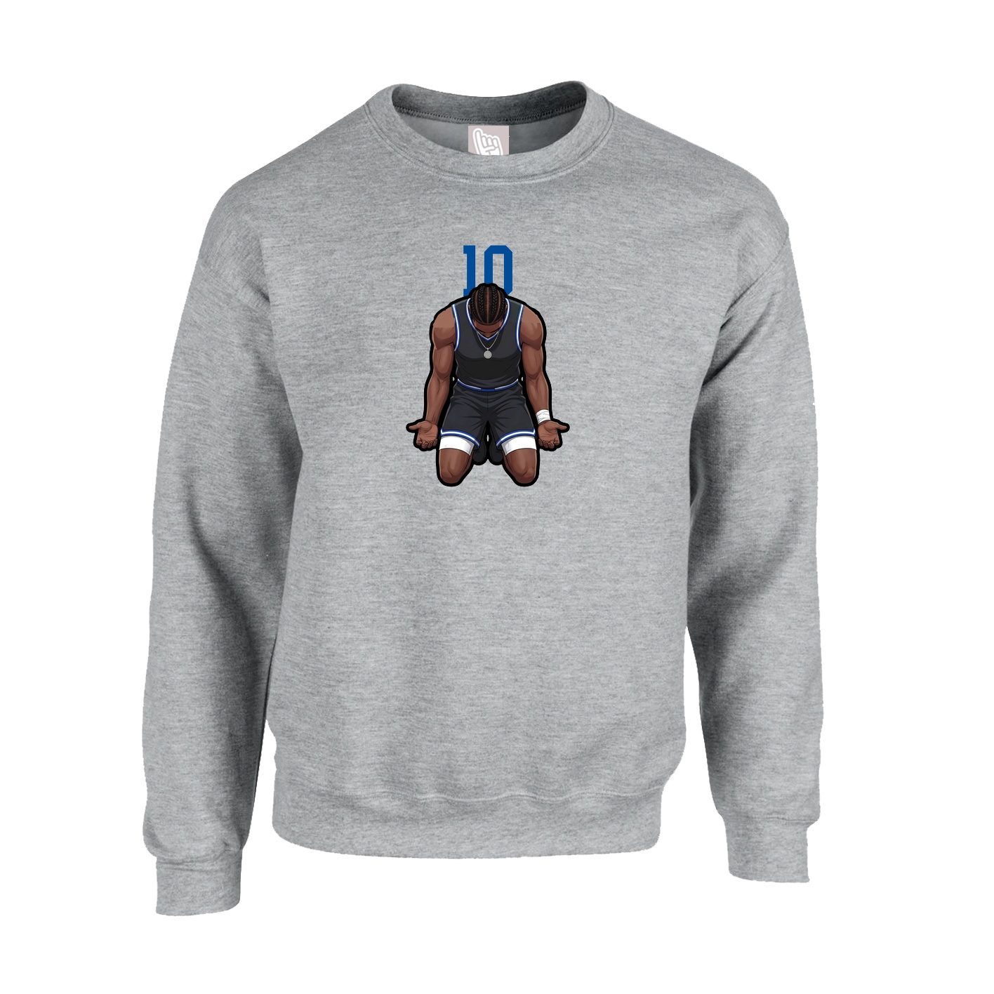 Fleece Crew — Number Top in Grey