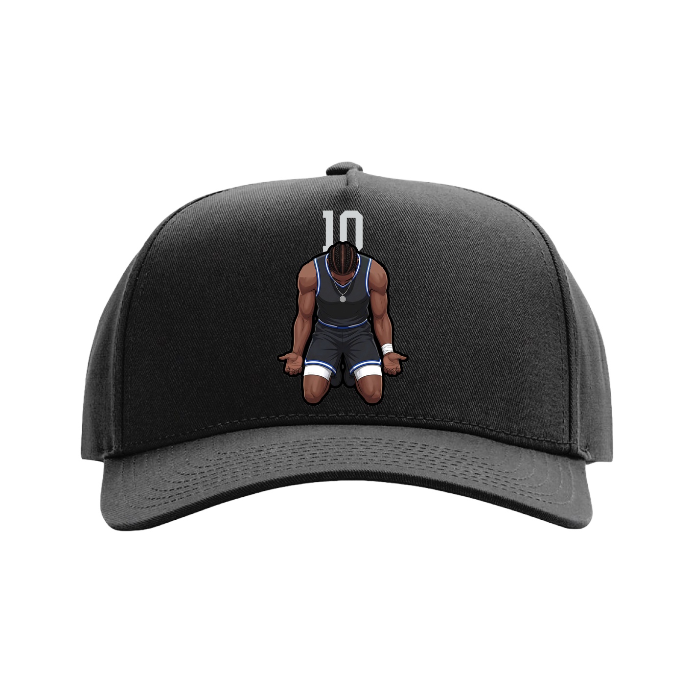 Full Fabric Five-Panel Champ Cap — Number Top in Black