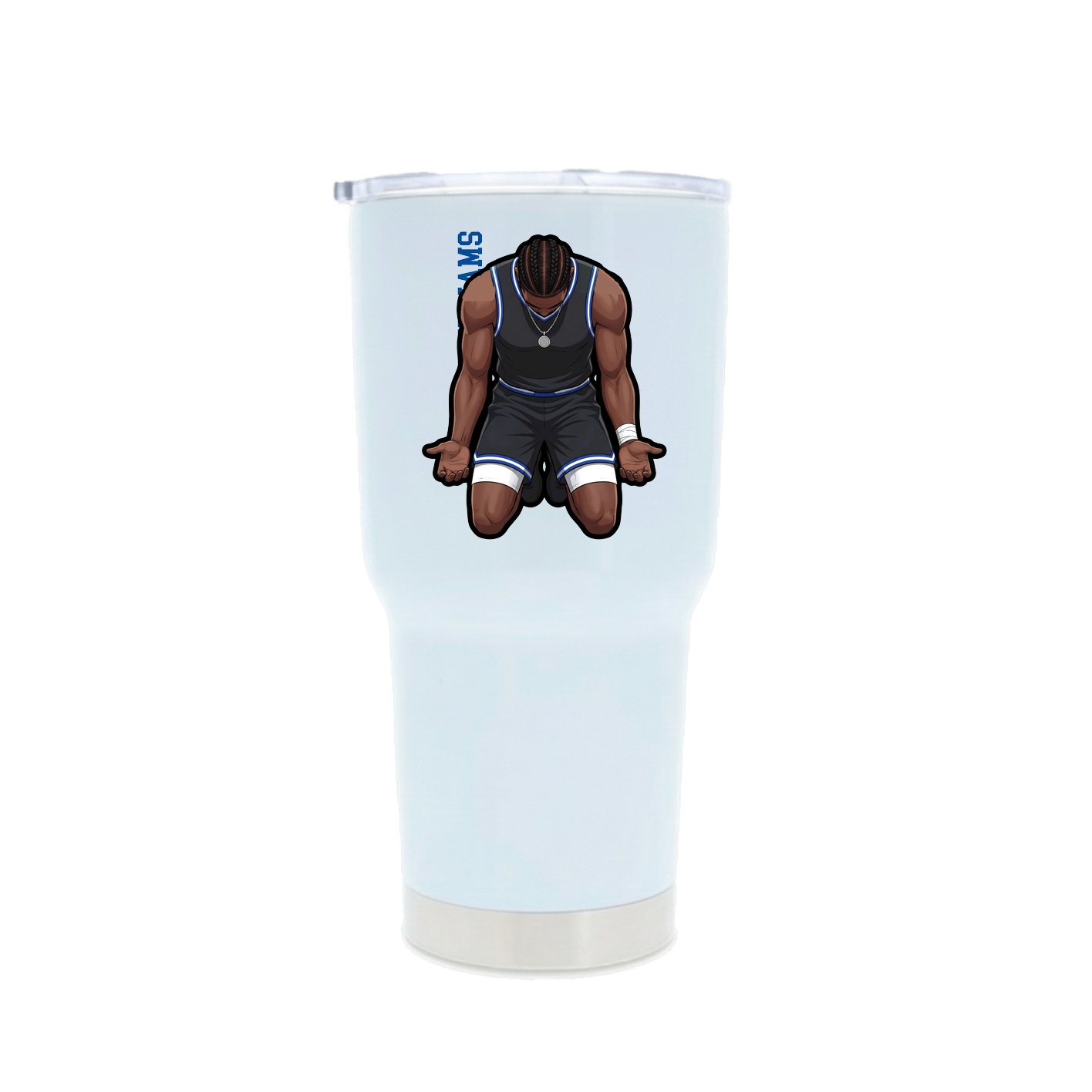 30oz Stainless Steel Tumbler — Name Vertical in White