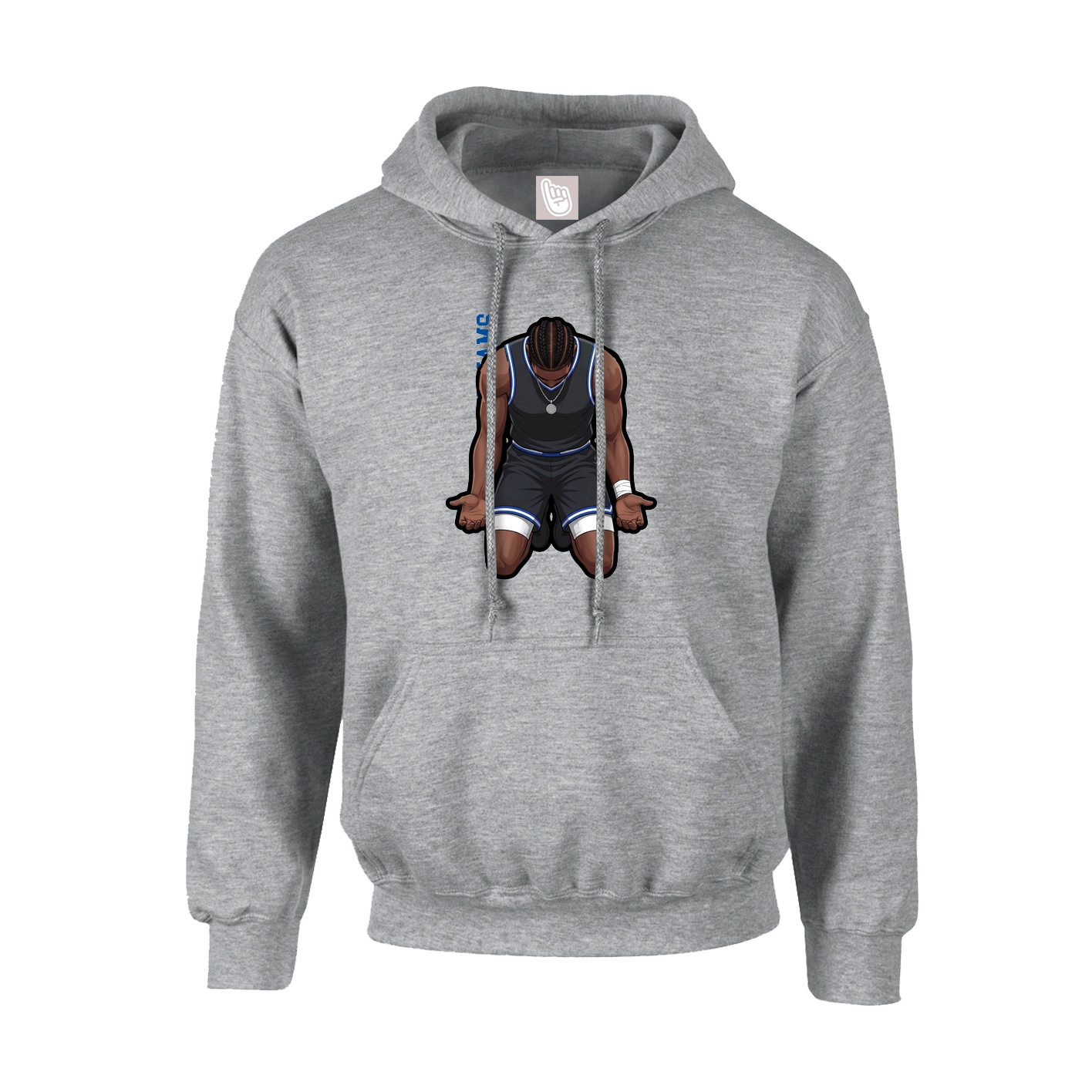 Youth Hoodie — Name Vertical in Grey