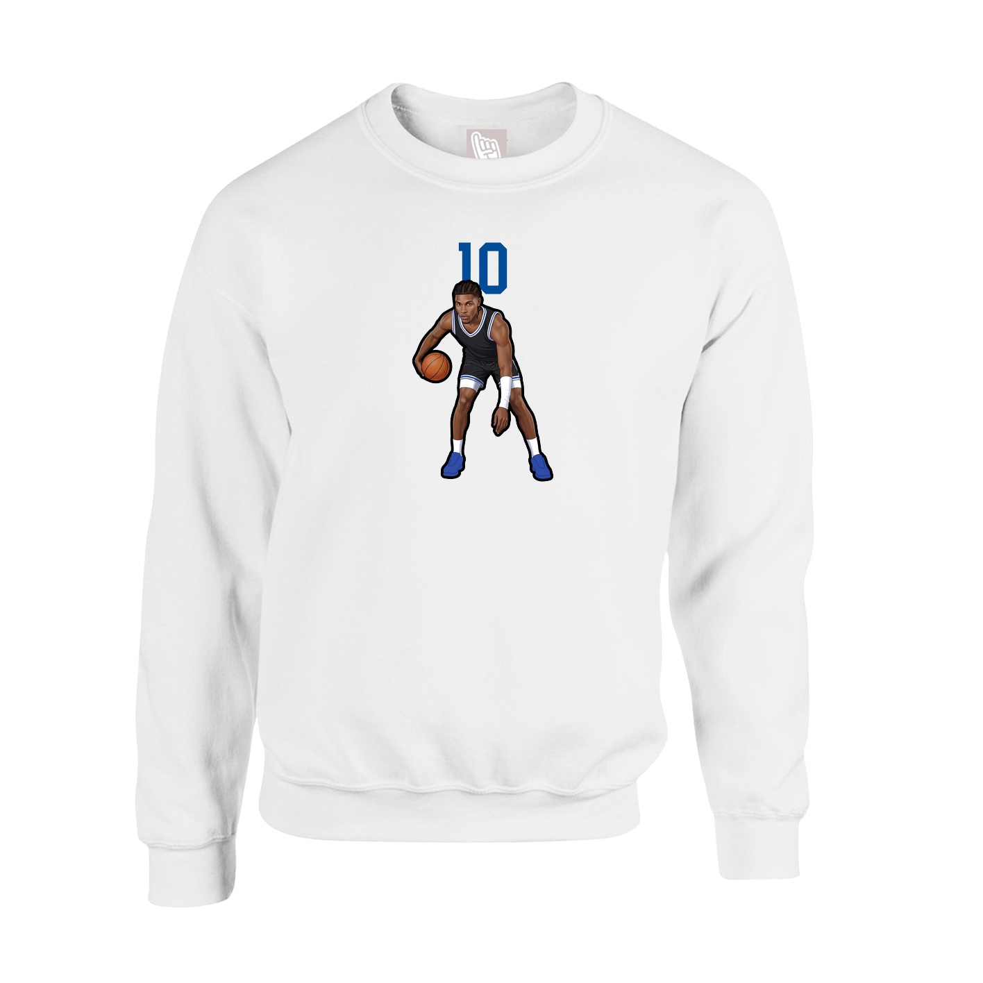 Fleece Crew — Number Top in White