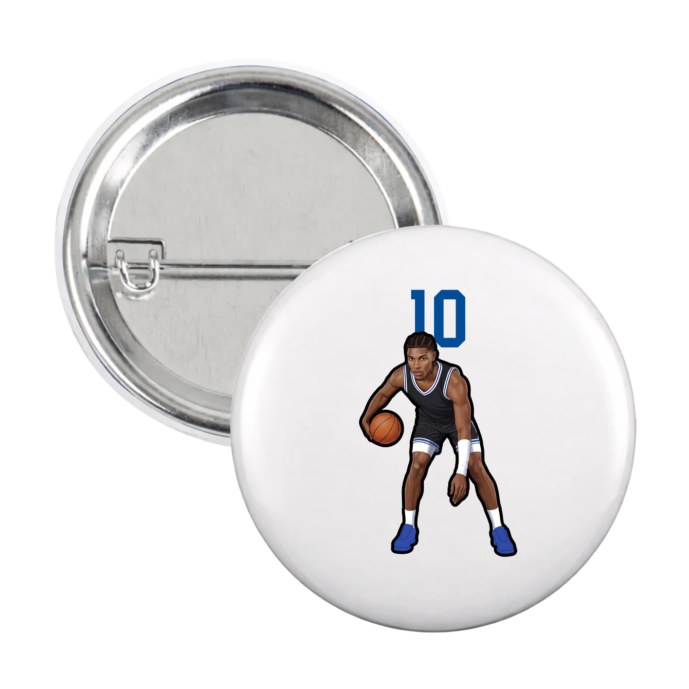 Game Day Button — Number Top in White
