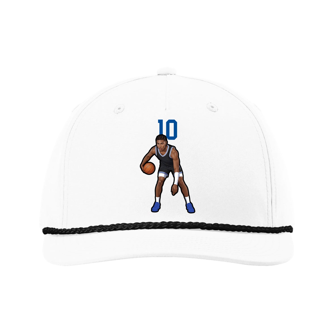 Five-Panel Classic Rope Cap — Number Top in White