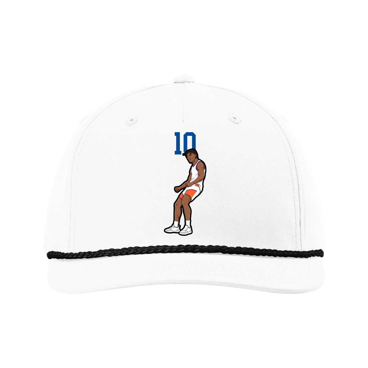 Five-Panel Classic Rope Cap — Number Top in White