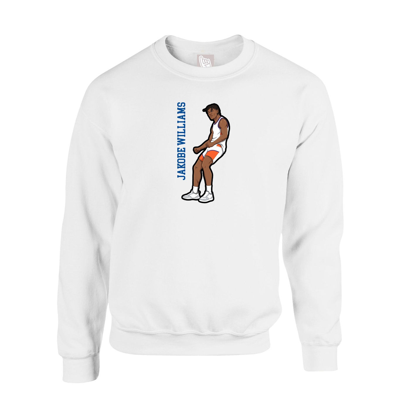 Fleece Crew — Name Vertical in White