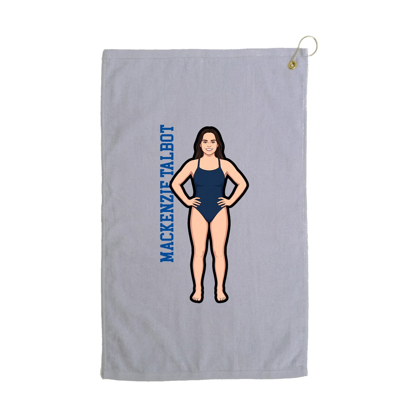 Golf Towel — Name Vertical in Grey