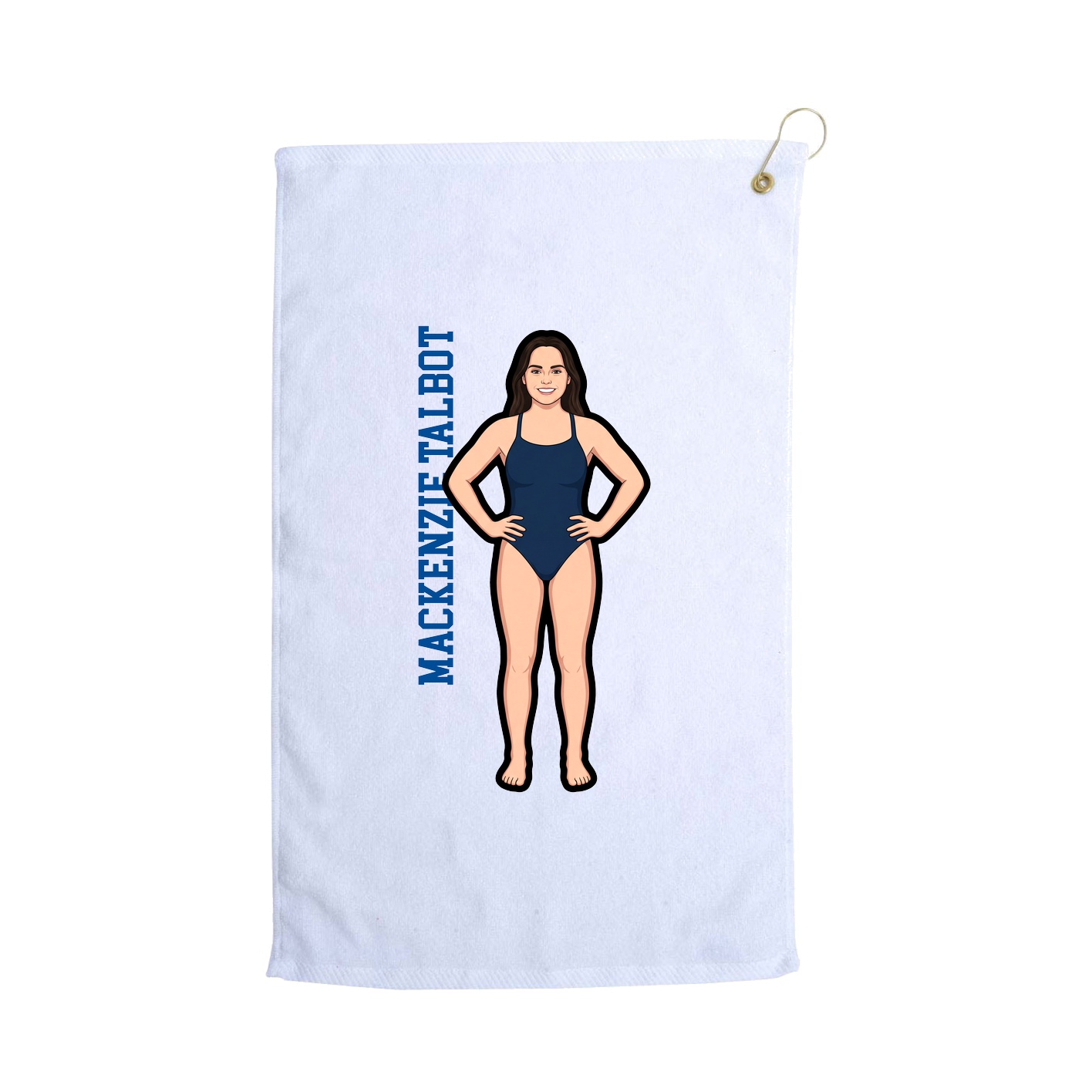 Golf Towel — Name Vertical in White