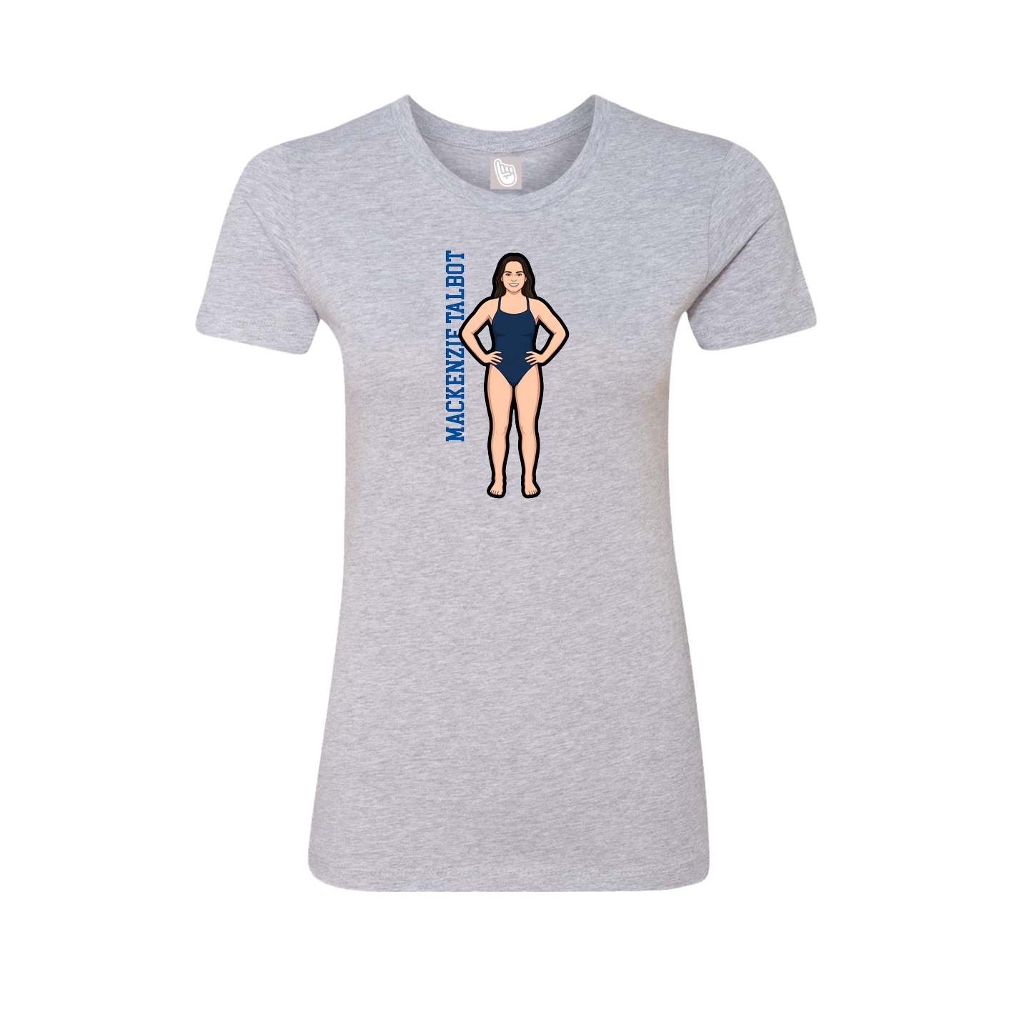 Fitted Women's Tee — Name Vertical in Grey