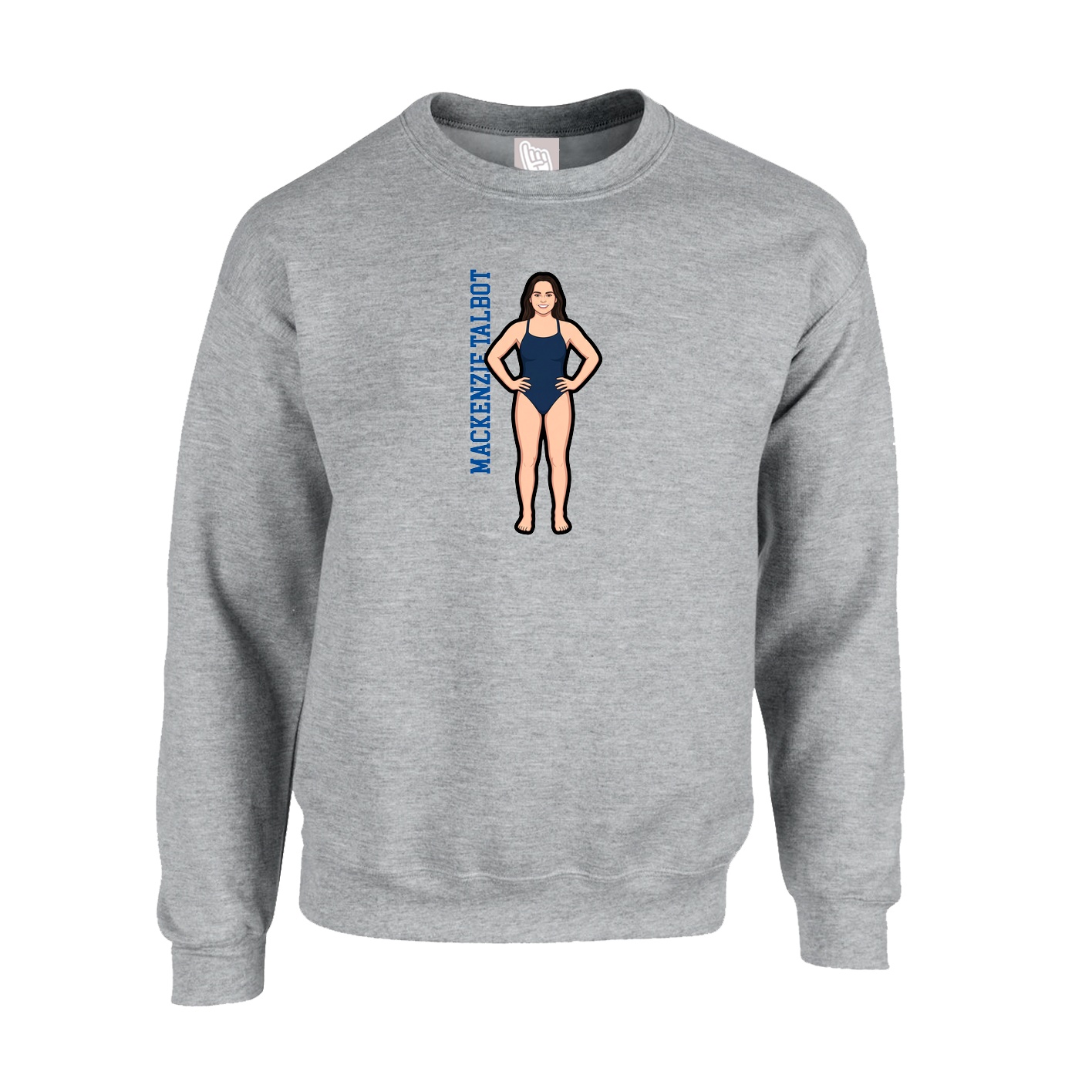 Fleece Crew — Name Vertical in Grey