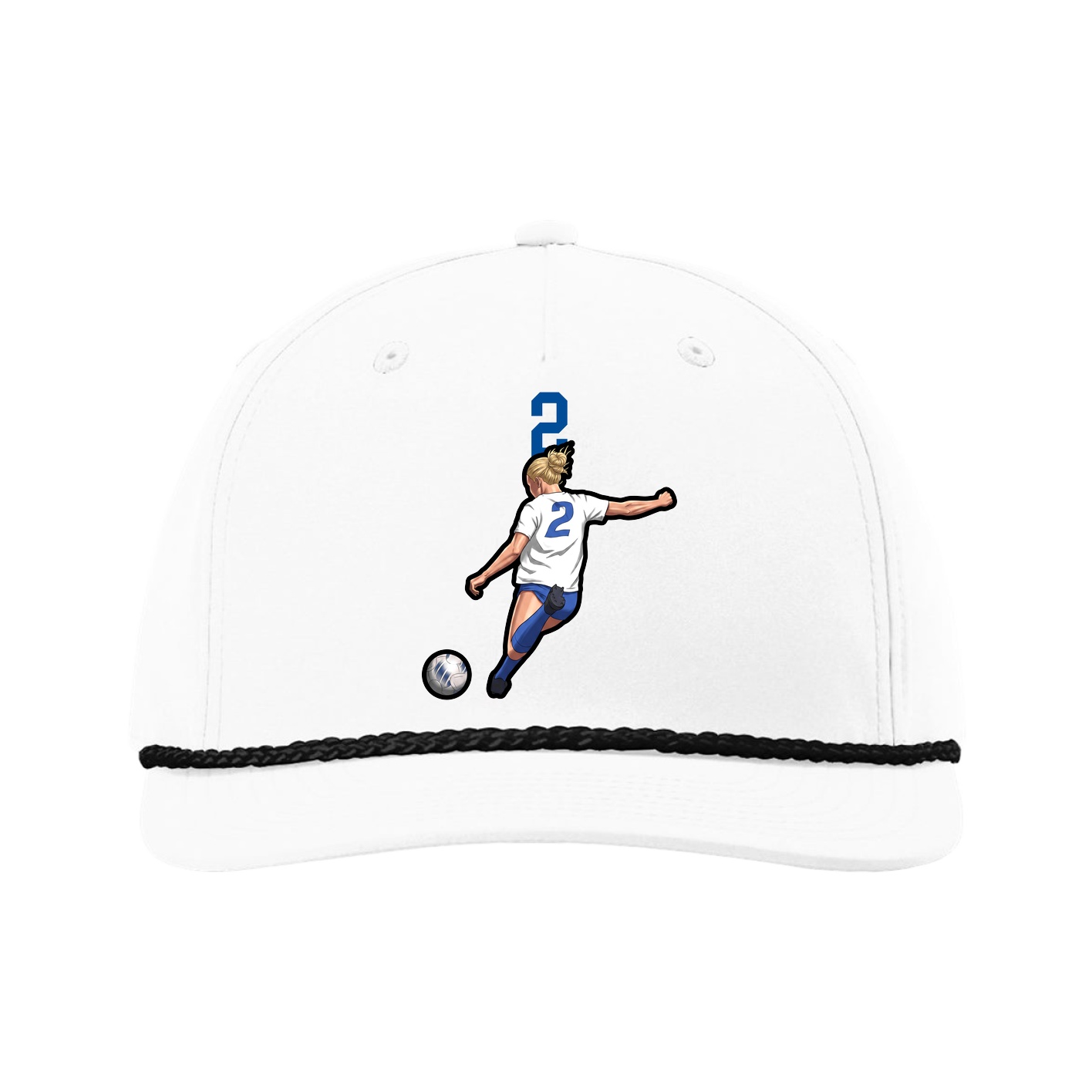 Five-Panel Classic Rope Cap — Number Top in White