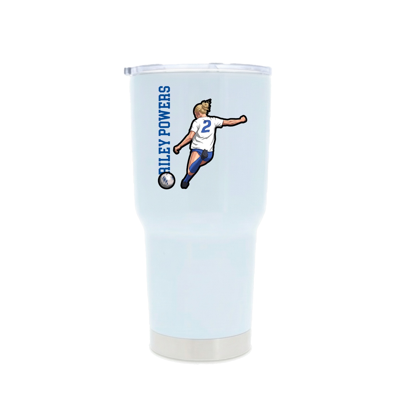 30oz Stainless Steel Tumbler — Name Vertical in White