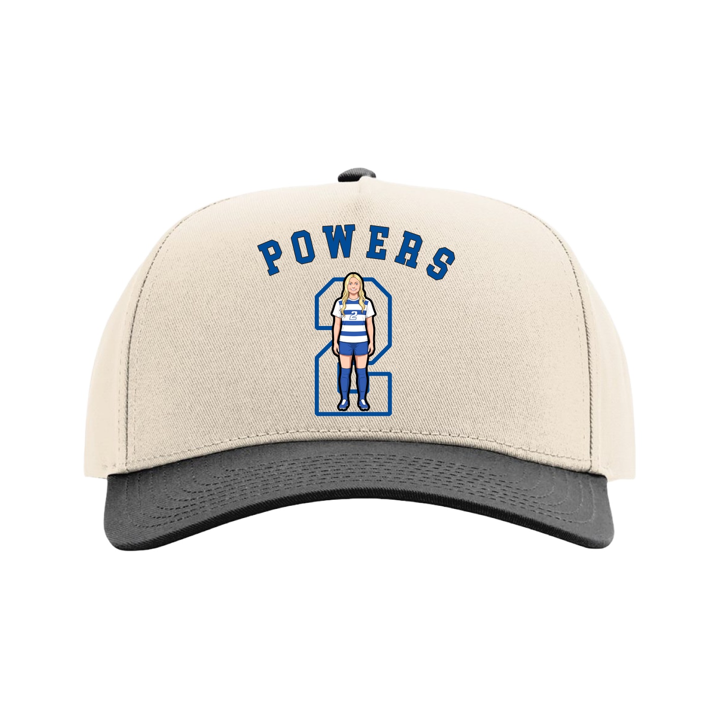 Full Fabric Five-Panel Champ Cap — Shirsey Arch in Cream/Black