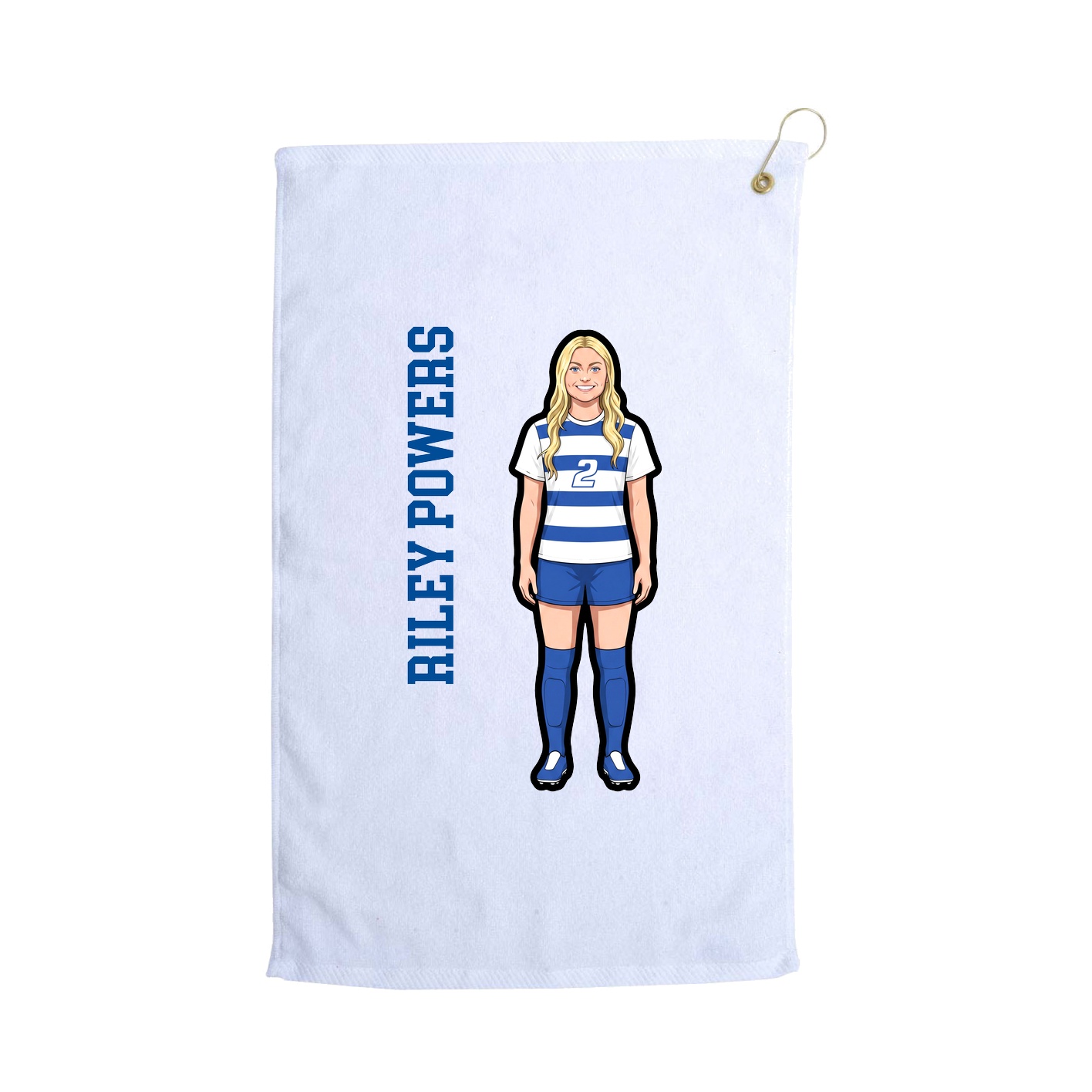 Golf Towel — Name Vertical in White