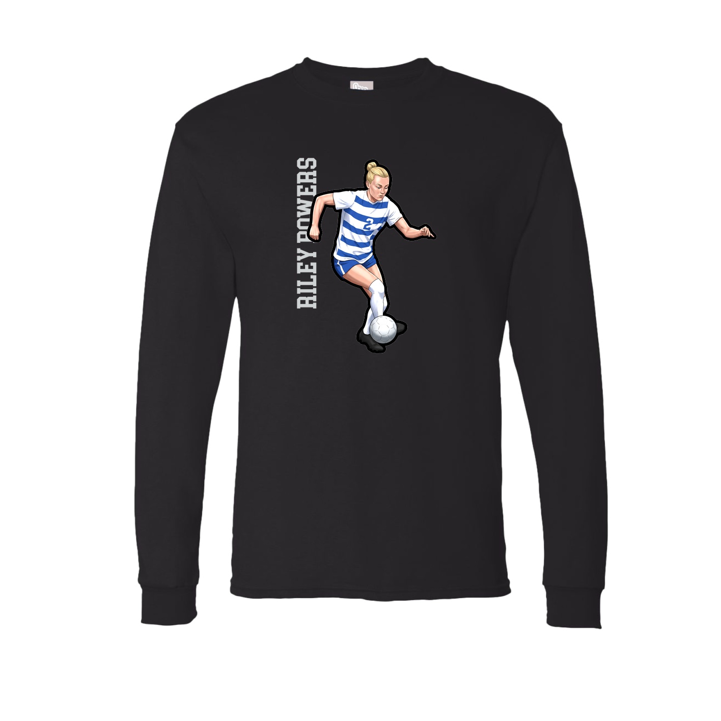 Long Sleeve Tee — Name Vertical in Black