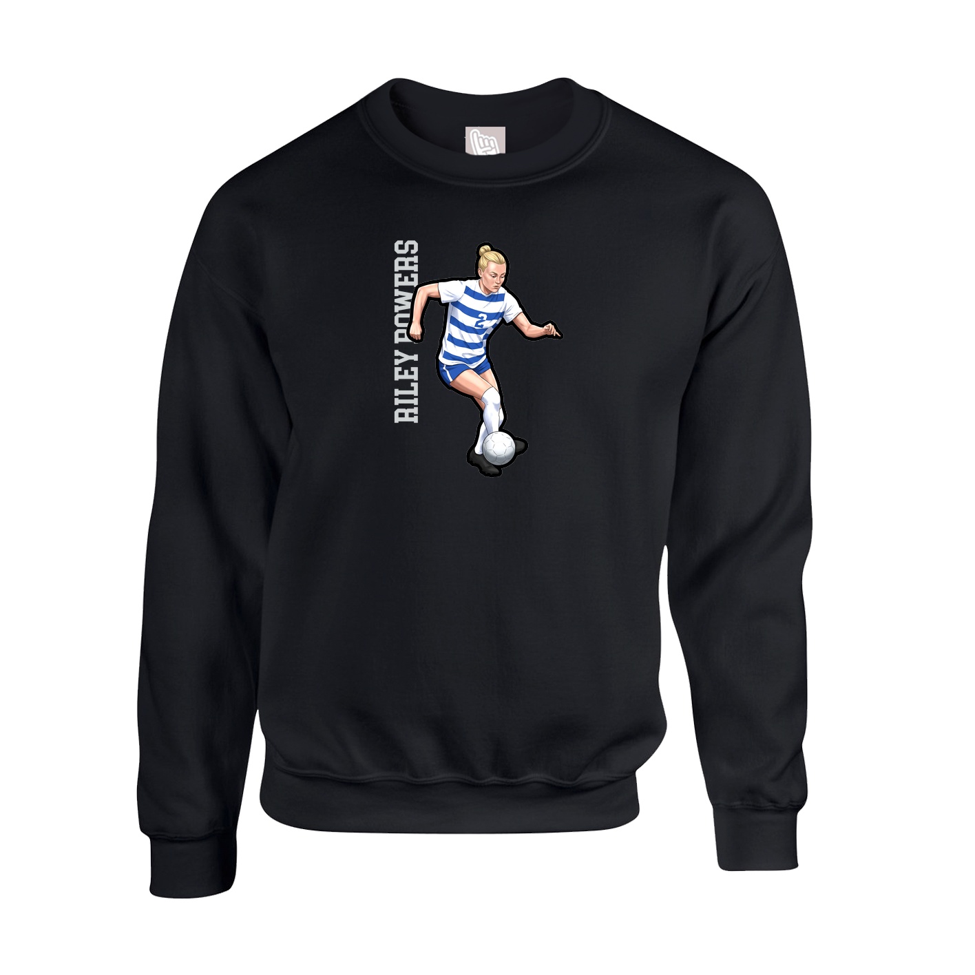 Fleece Crew — Name Vertical in Black