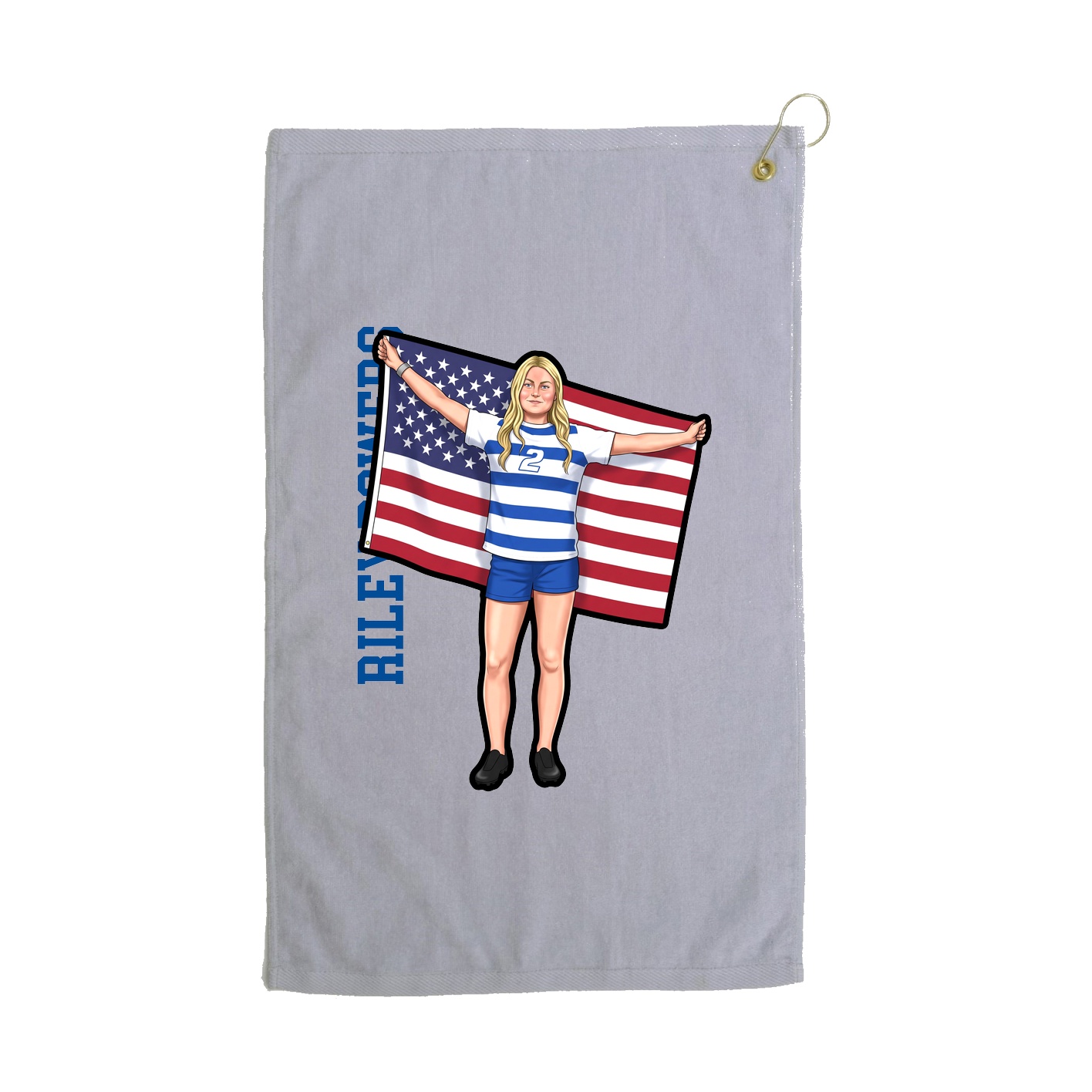 Golf Towel — Name Vertical in Grey