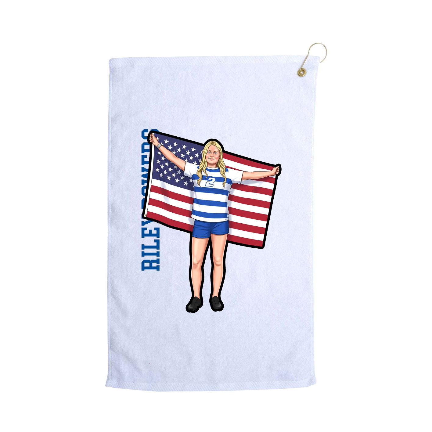 Golf Towel — Name Vertical in White