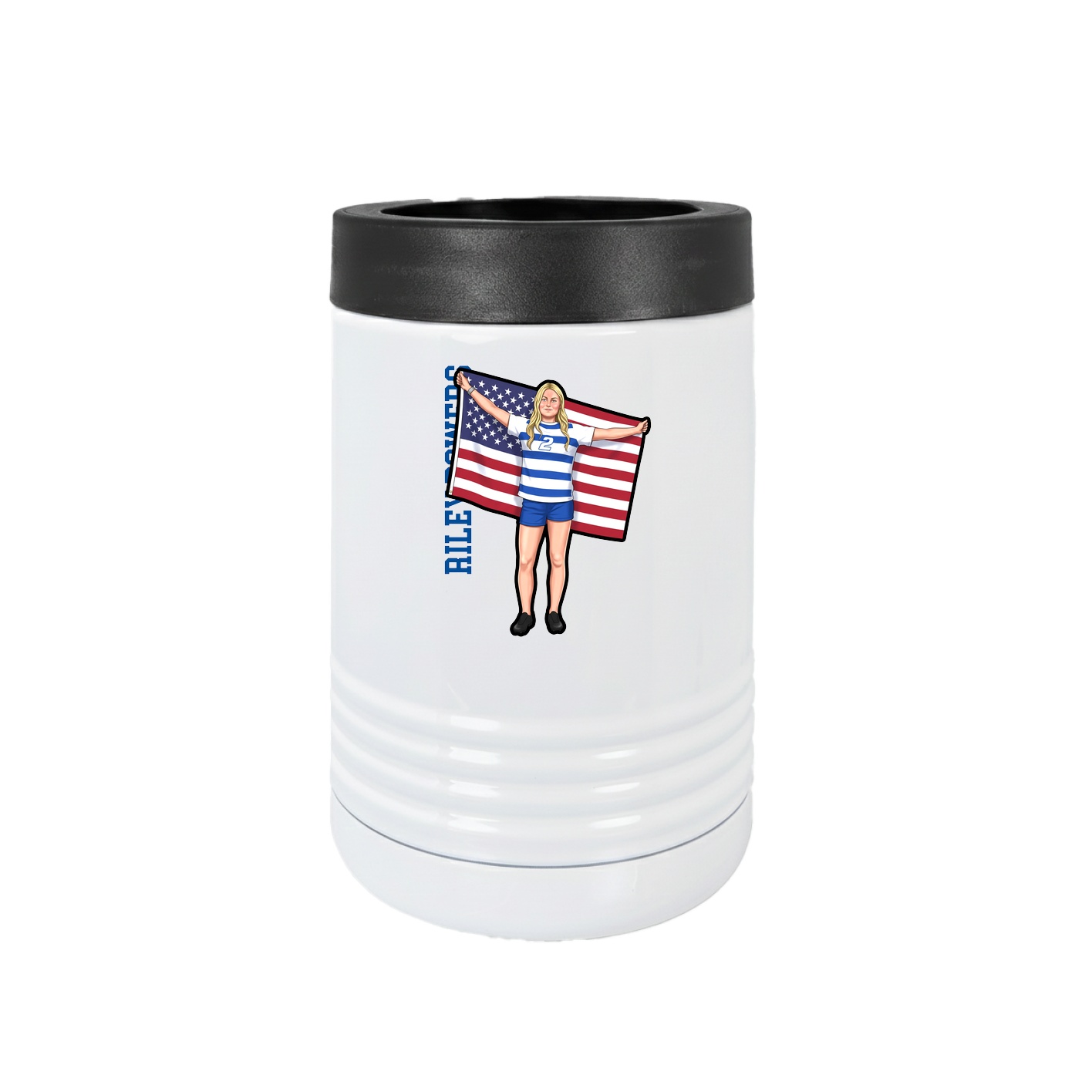 Beverage Holder — Name Vertical in White
