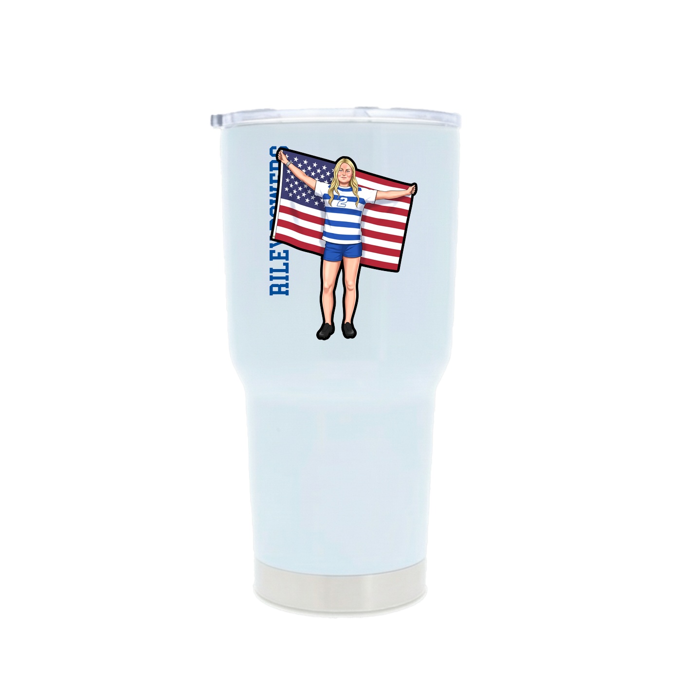 30oz Stainless Steel Tumbler — Name Vertical in White