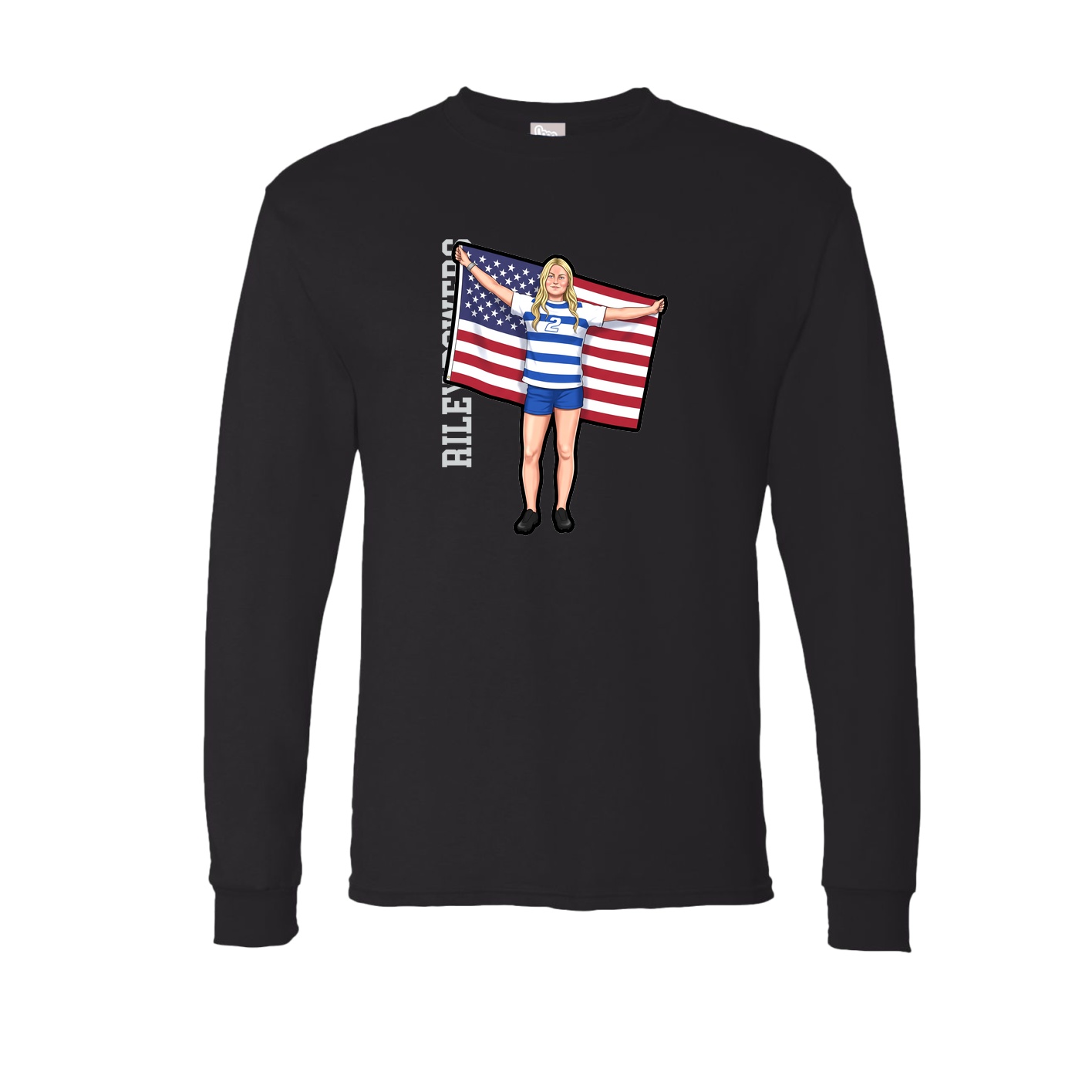 Long Sleeve Tee — Name Vertical in Black