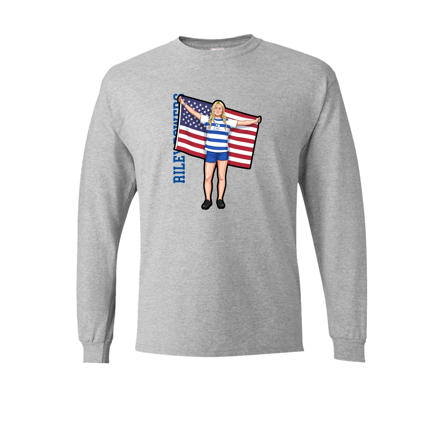 Long Sleeve Tee — Name Vertical in Grey
