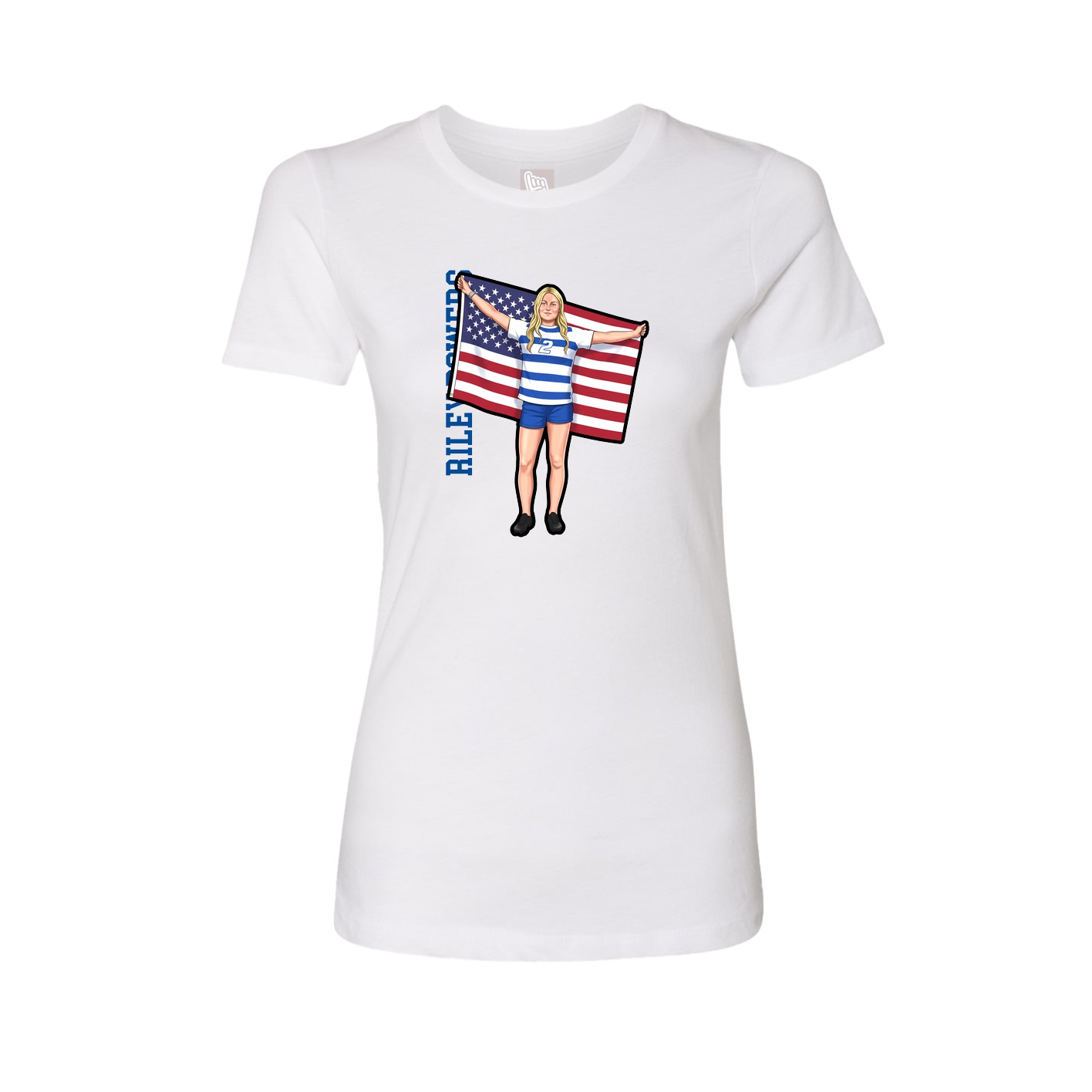 Womens Tee — Name Vertical in White