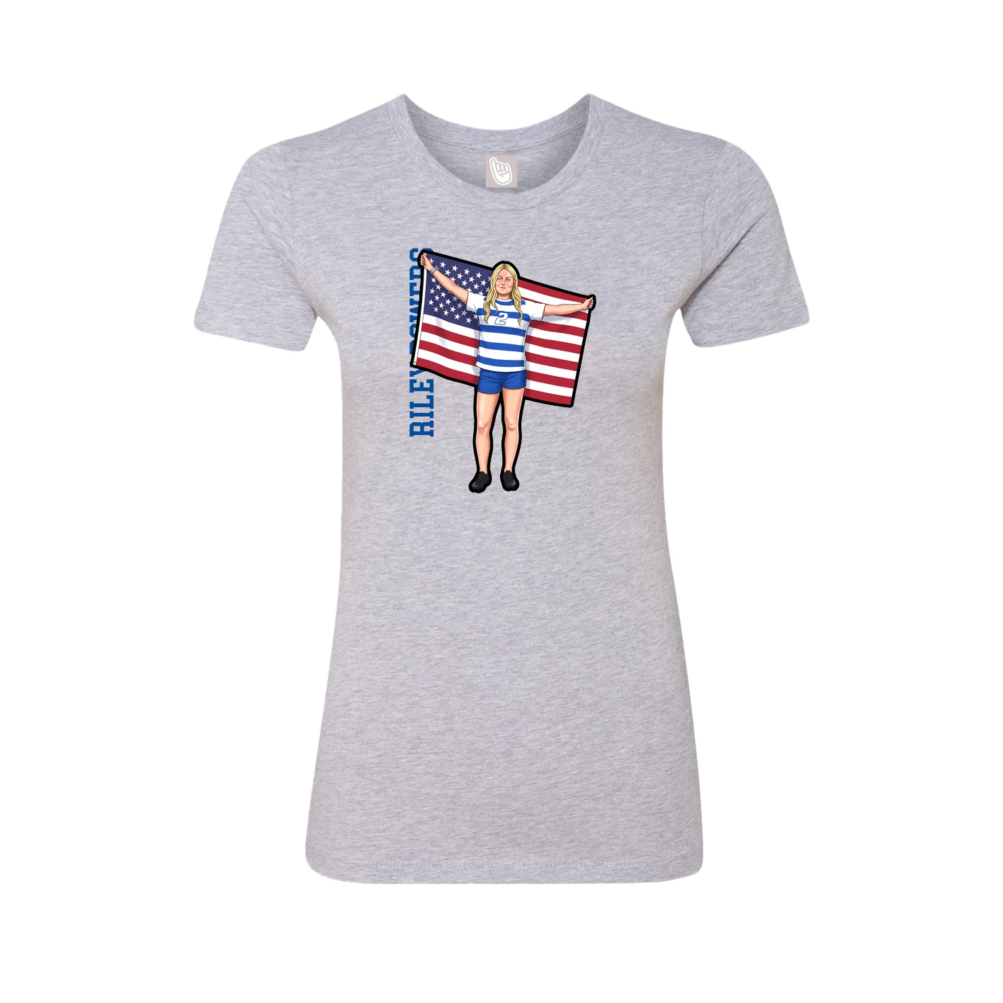 Womens Tee — Name Vertical in Grey