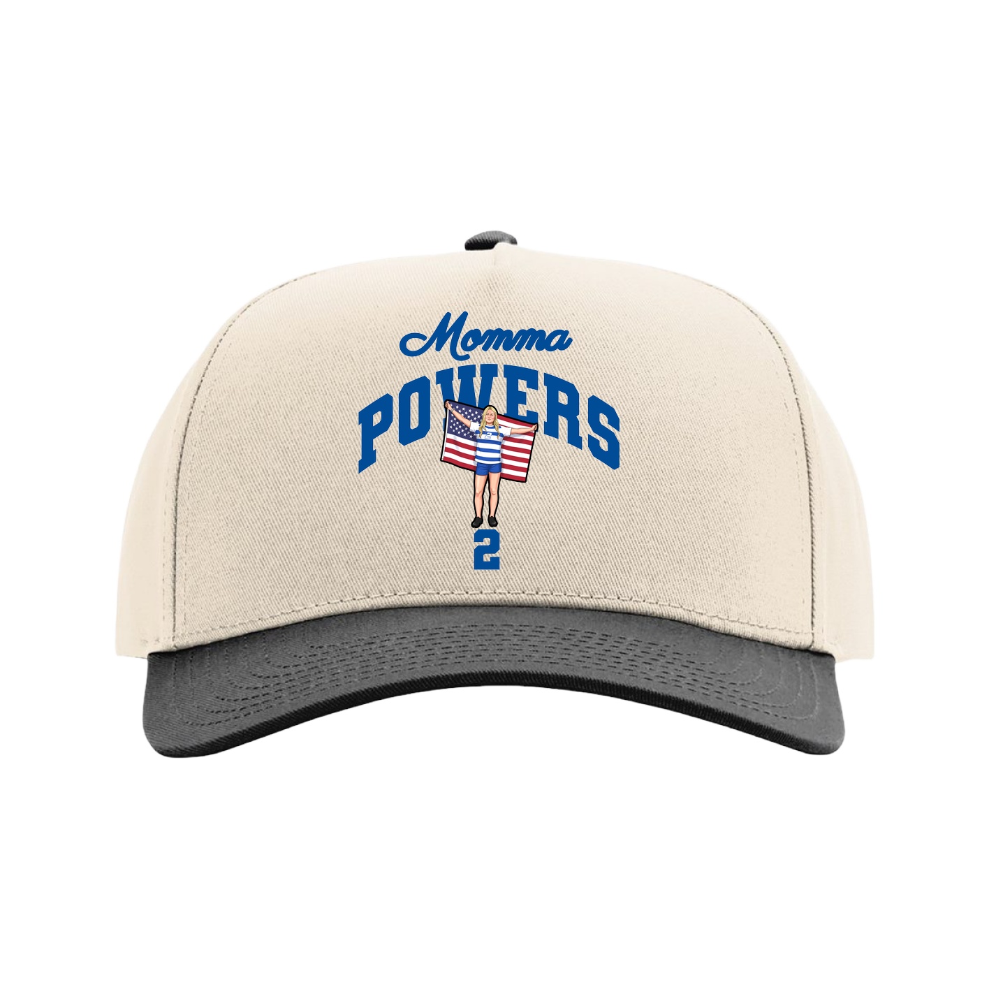 Full Fabric Five-Panel Champ Cap — Mothers Day Arch in Cream/Black