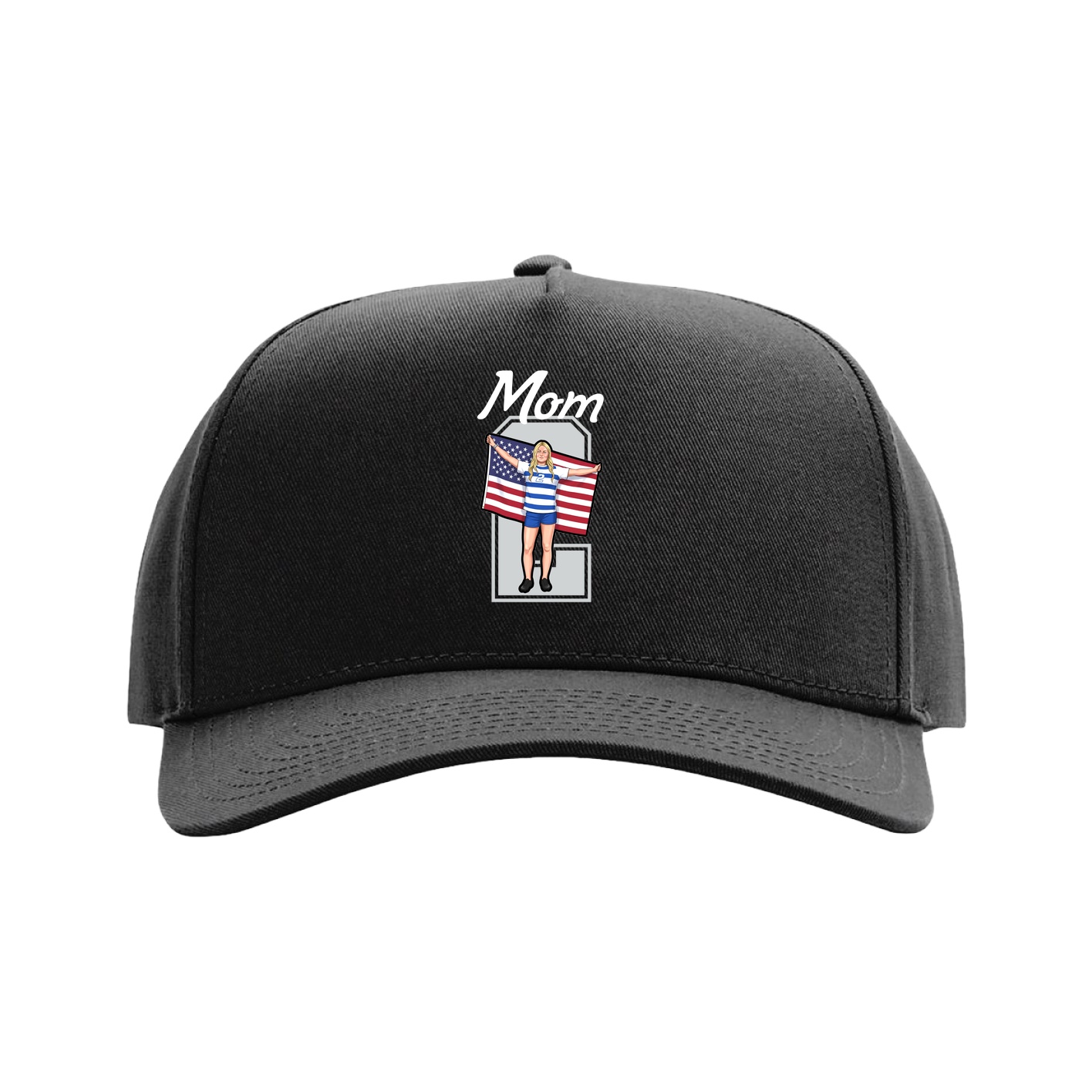 Full Fabric Five-Panel Champ Cap — Mothers Day Shirsey in Black