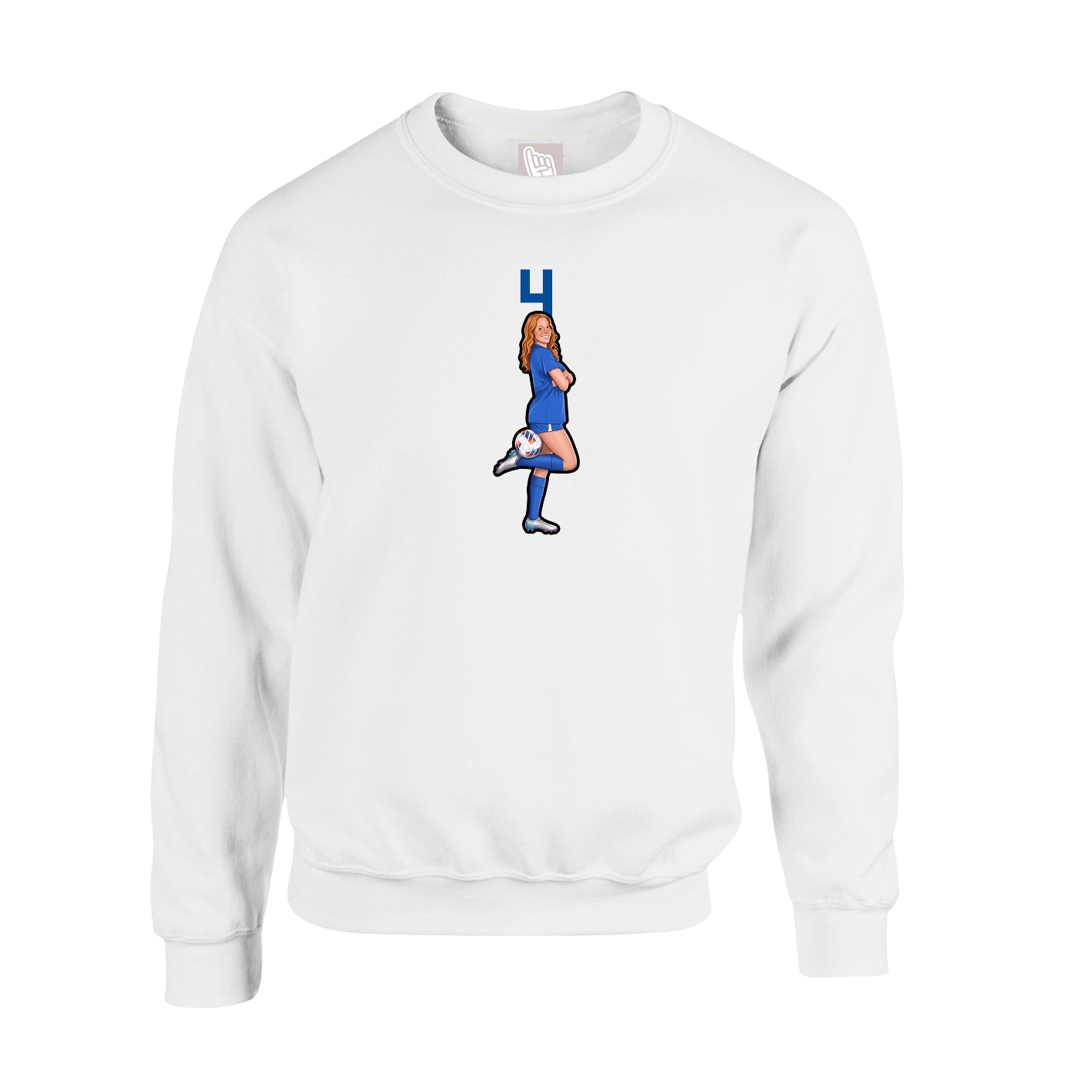 Fleece Crew — Number Top in White