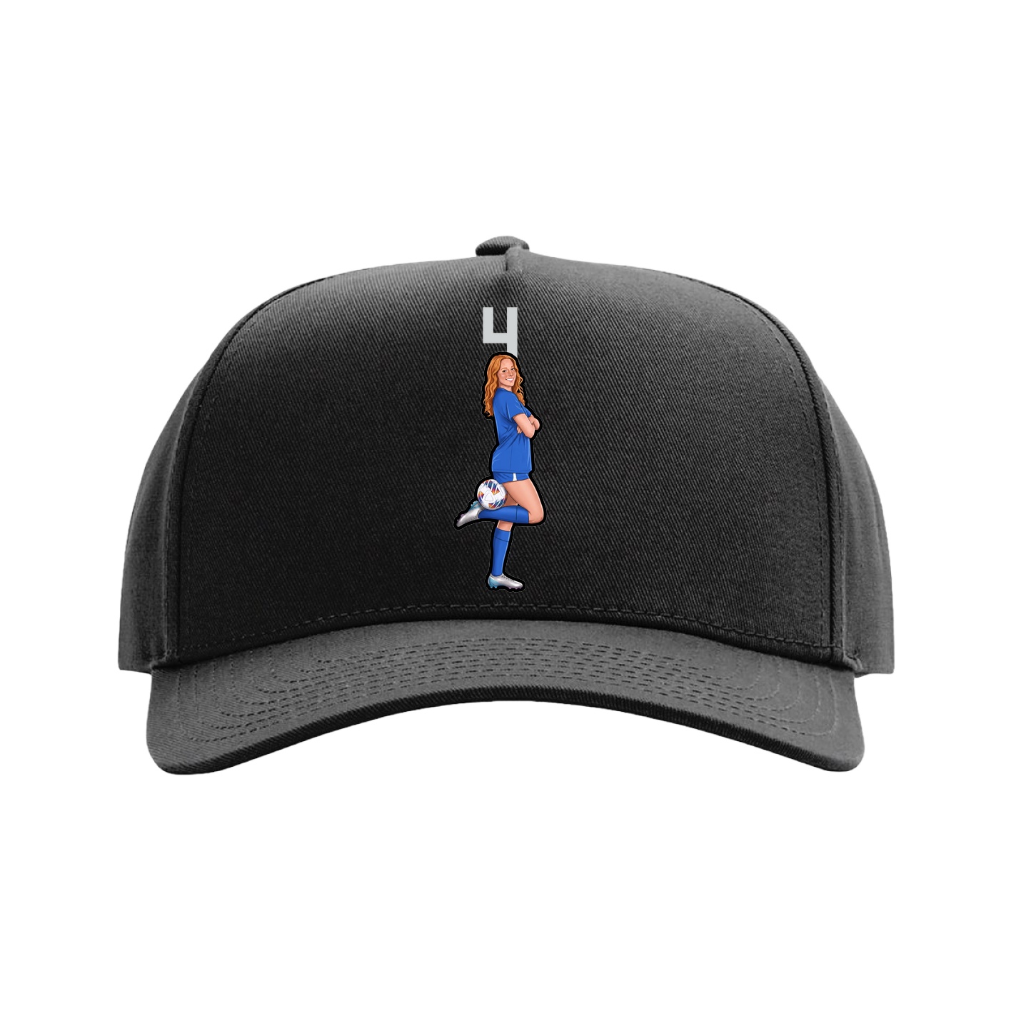 Full Fabric Five-Panel Champ Cap — Number Top in Black