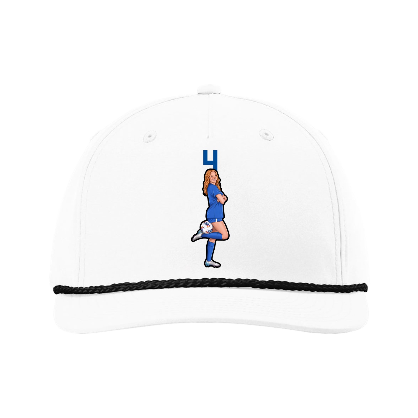 Five-Panel Classic Rope Cap — Number Top in White