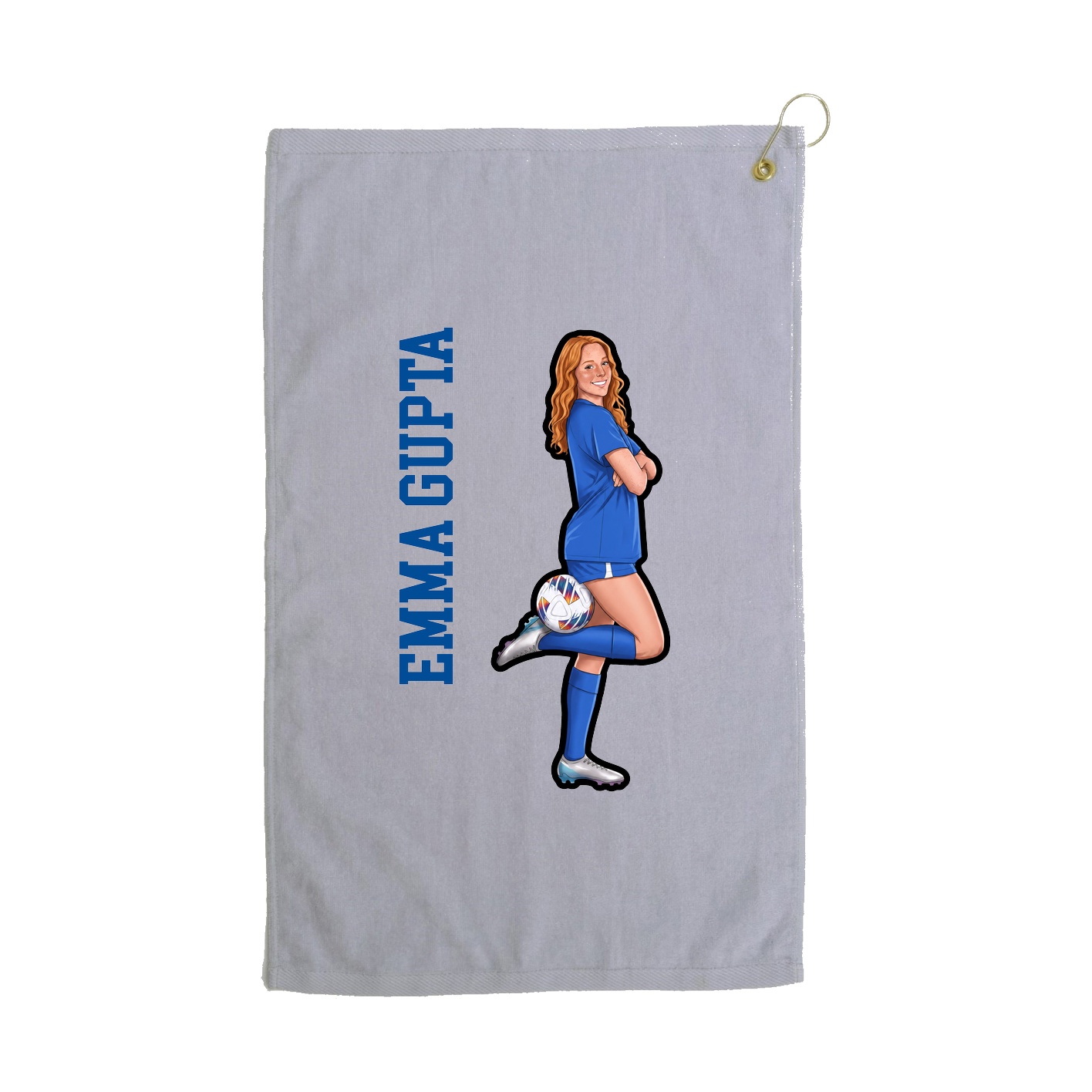 Golf Towel — Name Vertical in Grey