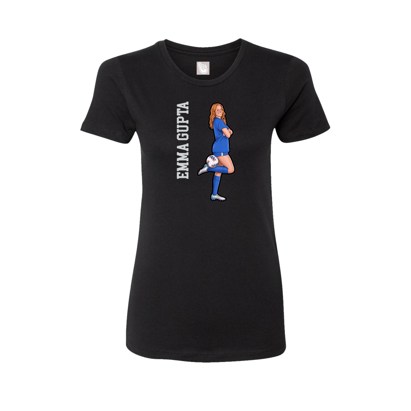 Fitted Women's Tee — Name Vertical in Black