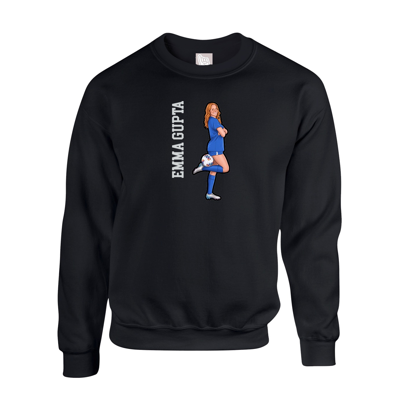 Fleece Crew — Name Vertical in Black