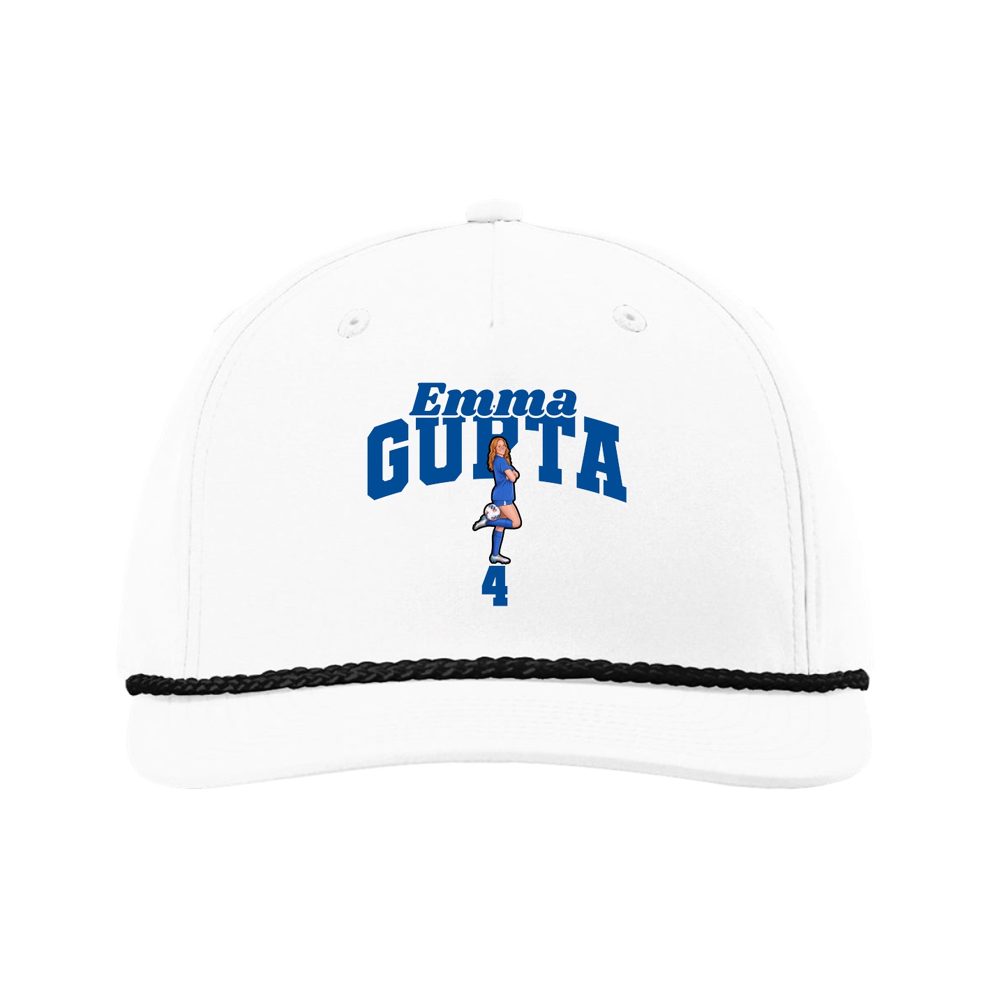 Five-Panel Classic Rope Cap — Signature Arch in White