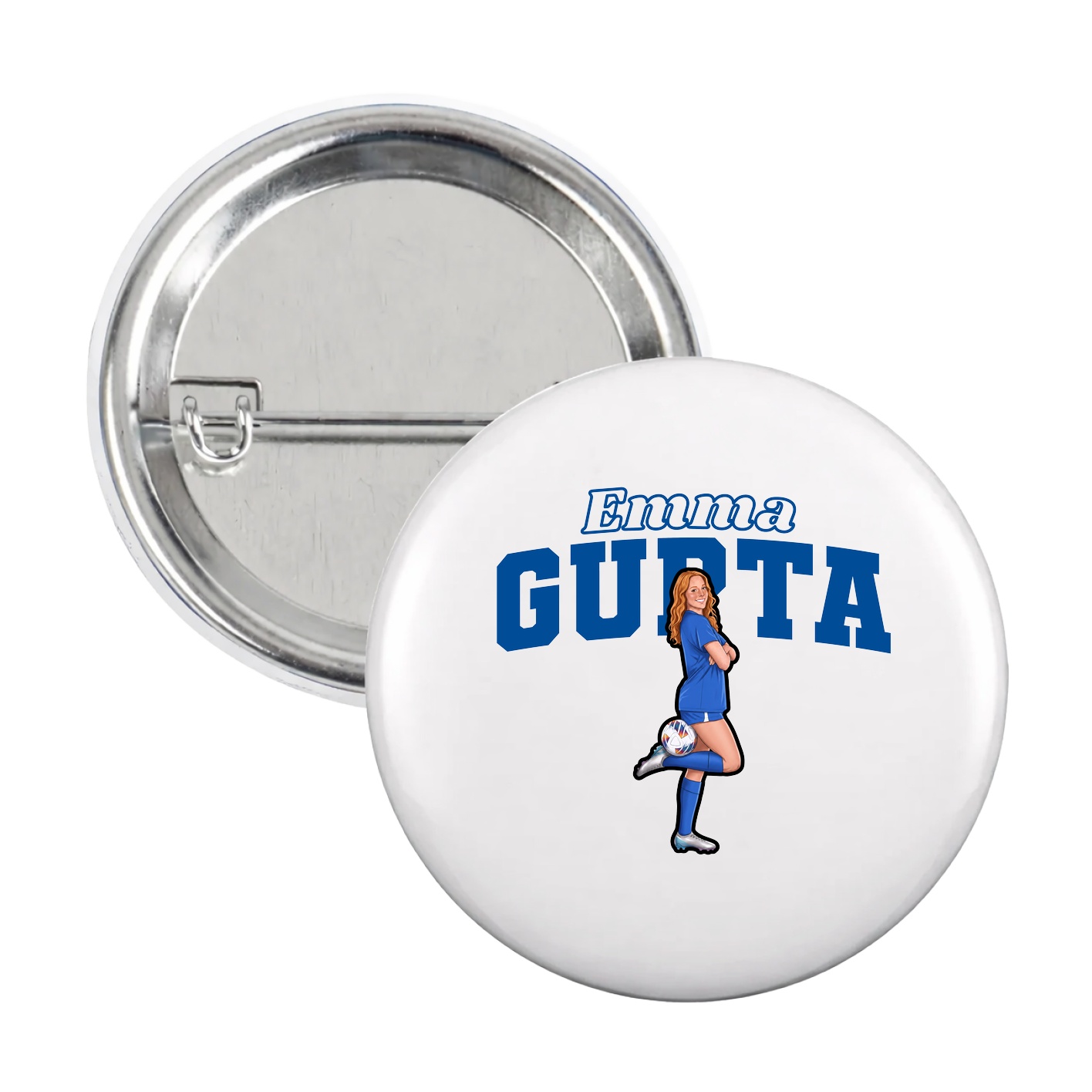 Game Day Button — Name Arch in White