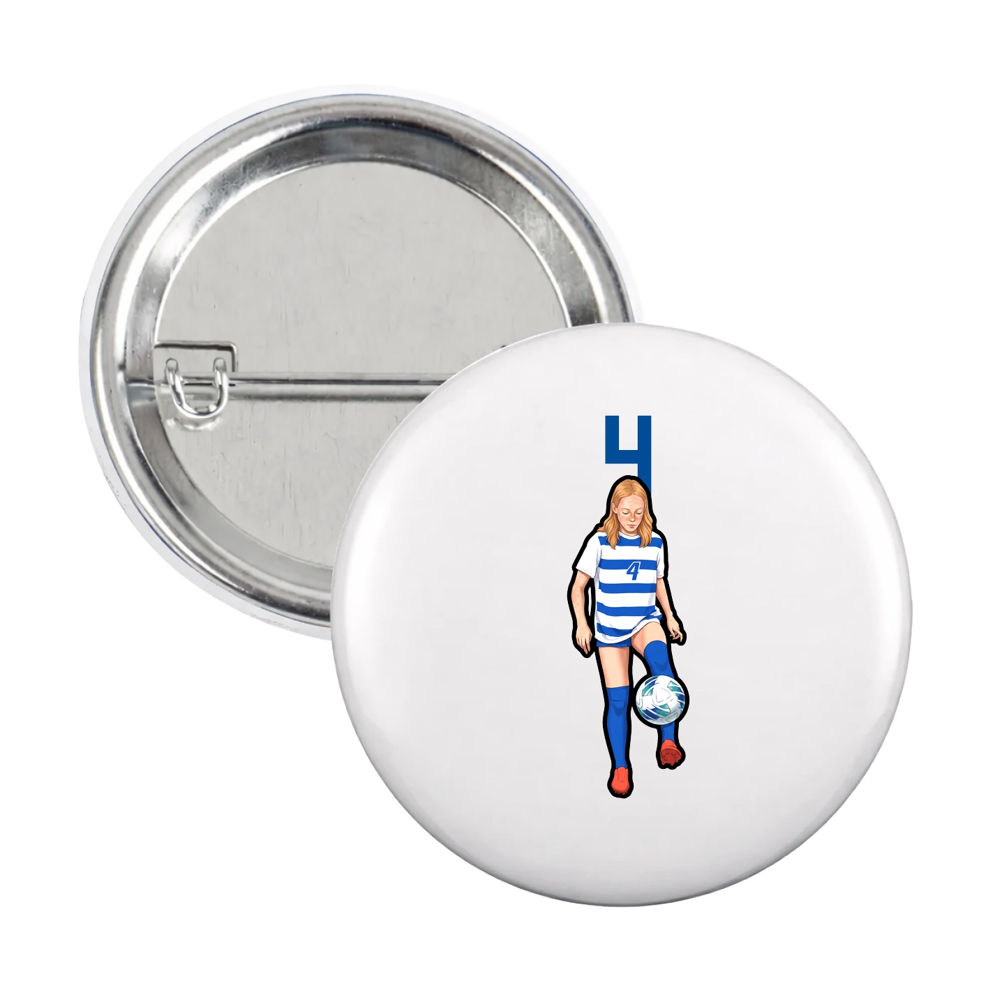 Game Day Button — Number Top in White
