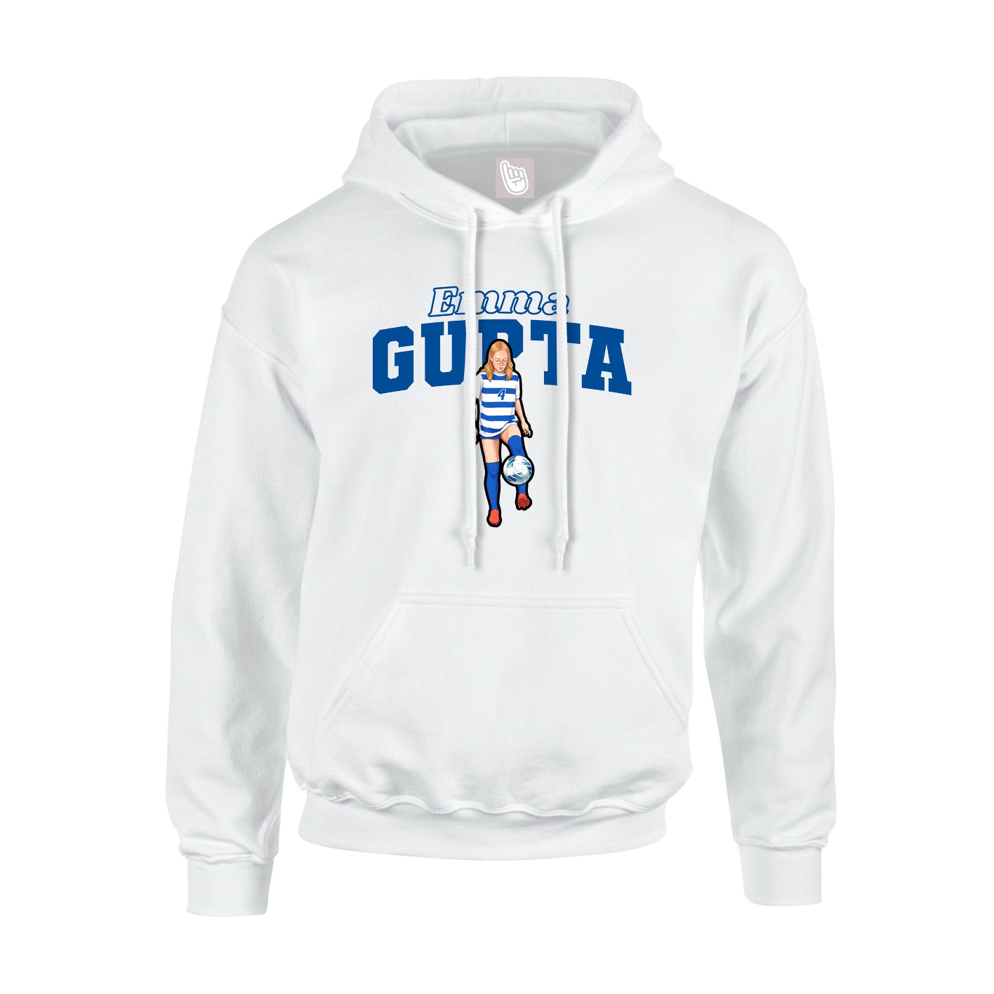 Youth Hoodie — Name Arch in White