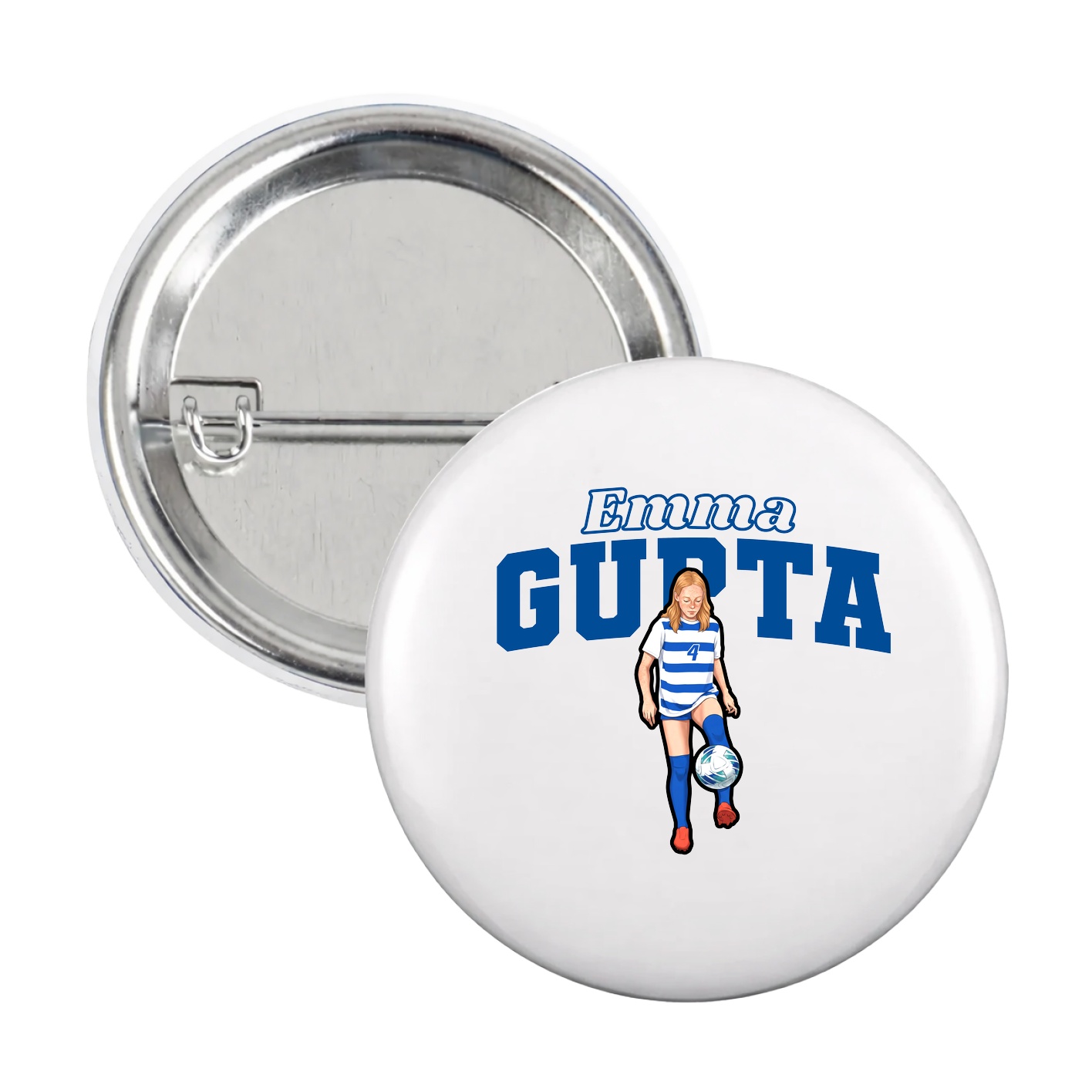 Game Day Button — Name Arch in White