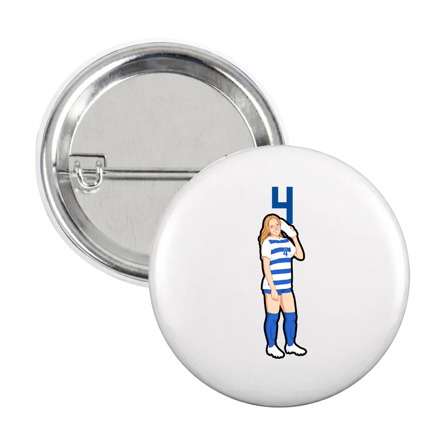 Game Day Button — Number Top in White