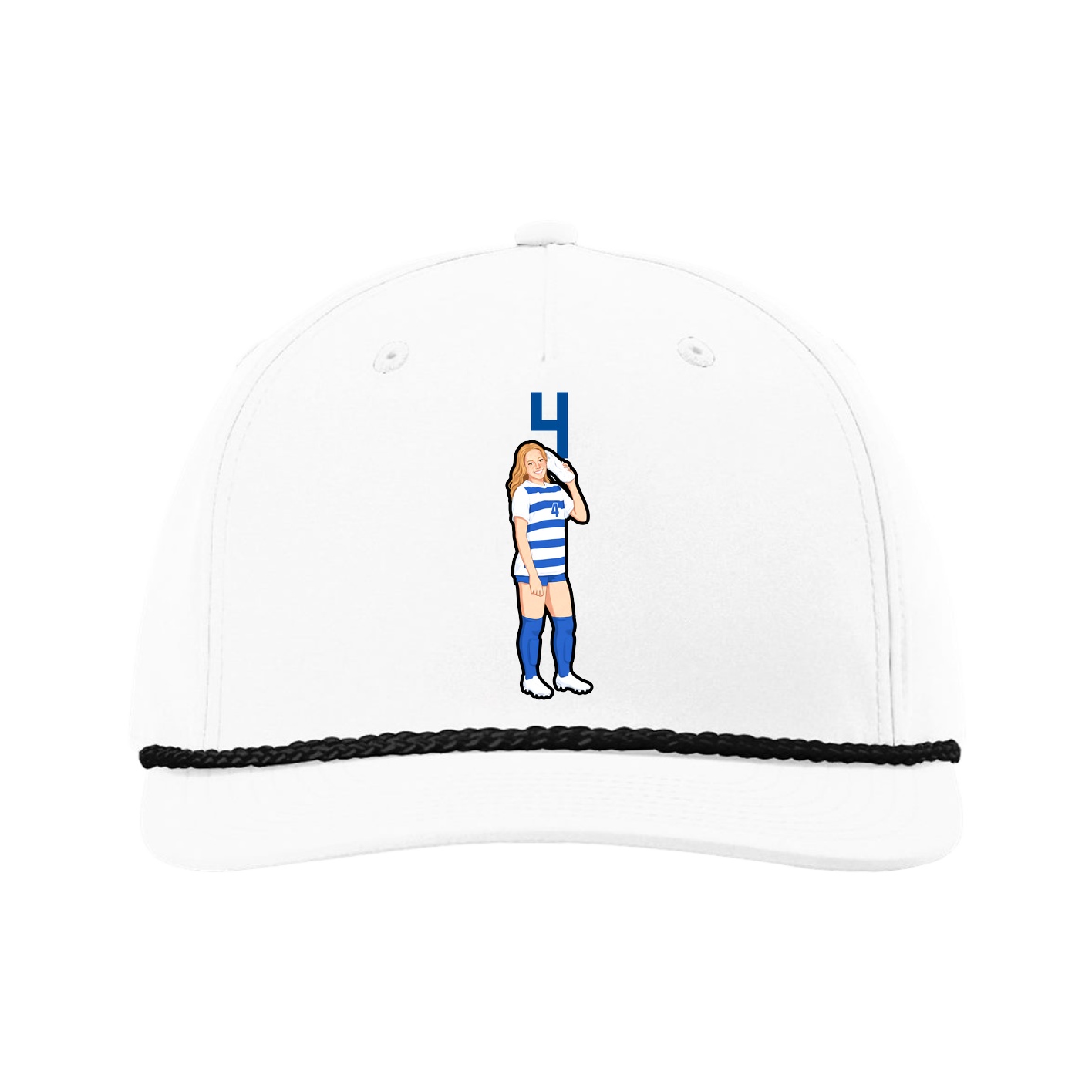 Five-Panel Classic Rope Cap — Number Top in White