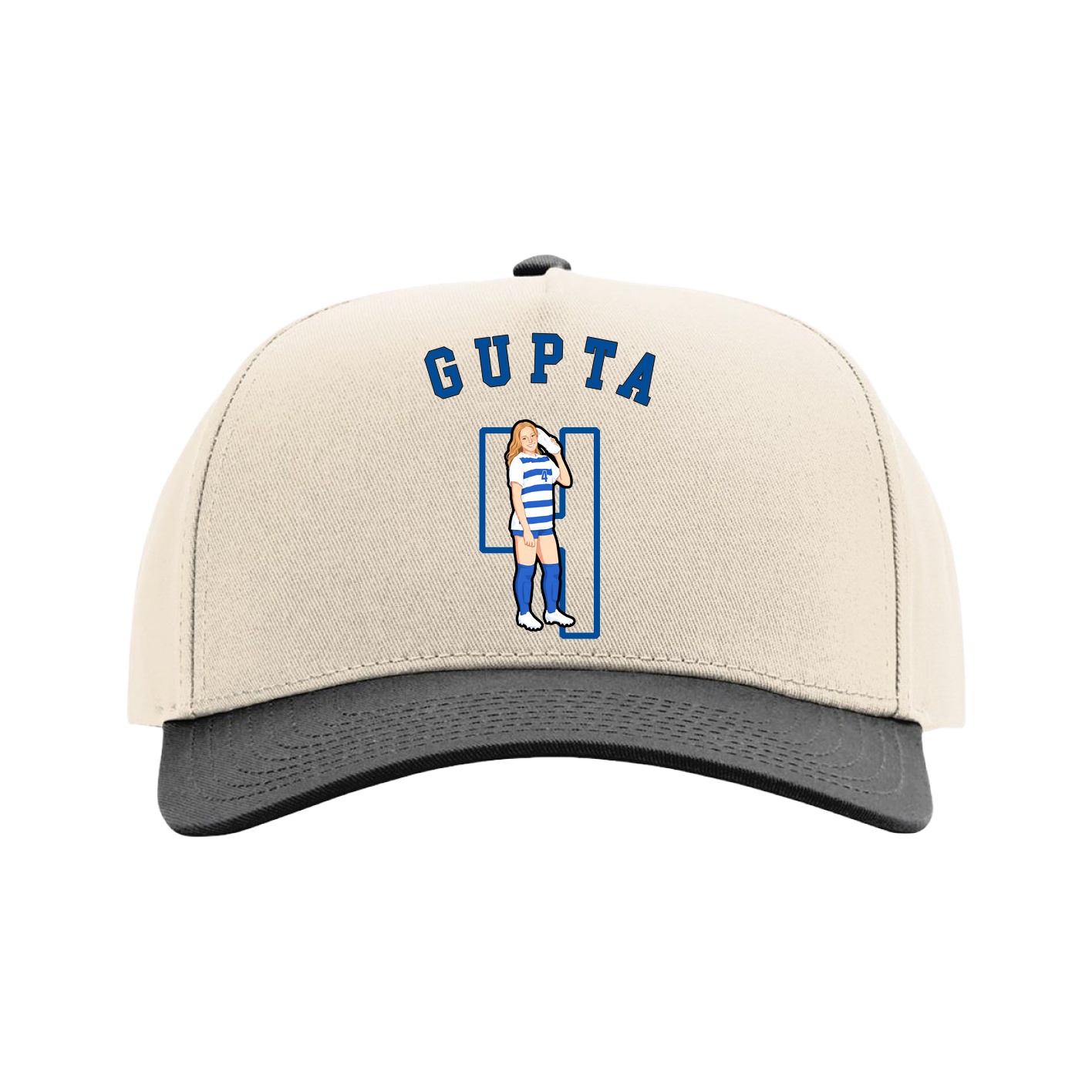 Full Fabric Five-Panel Champ Cap — Shirsey Arch in Cream/Black