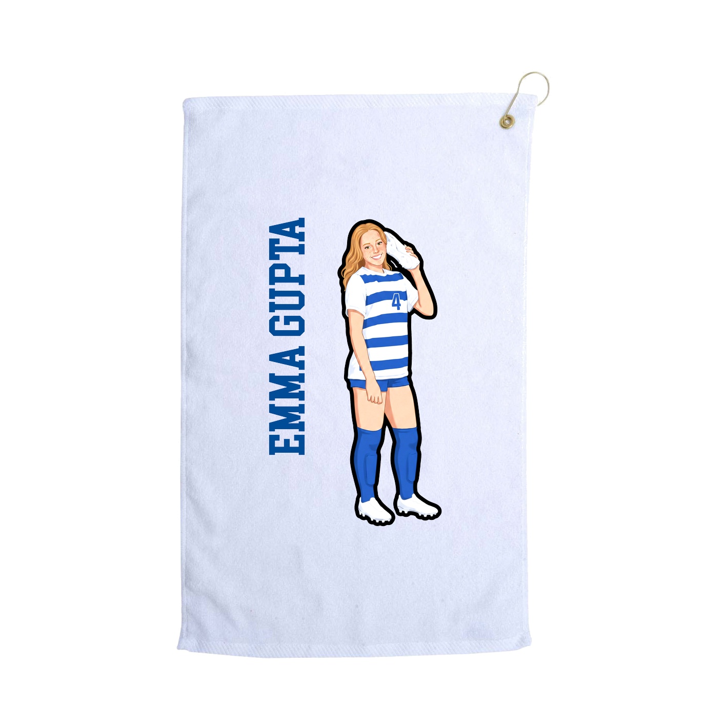 Golf Towel — Name Vertical in White
